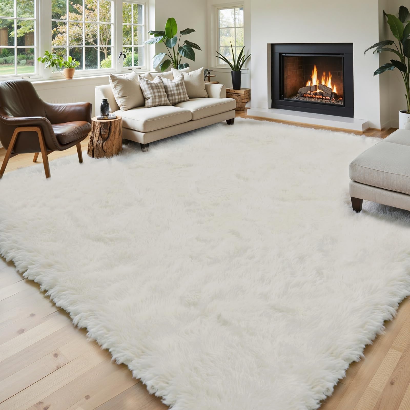 8x10 Area Rugs for Living Room Bedroom Fluffy, Large Area Rug Shag Shaggy Carpet Soft Plush Furry Bedside Rug, Area Rugs for Home Decor(8 x 10, Dark Blue Tie-Dyed)