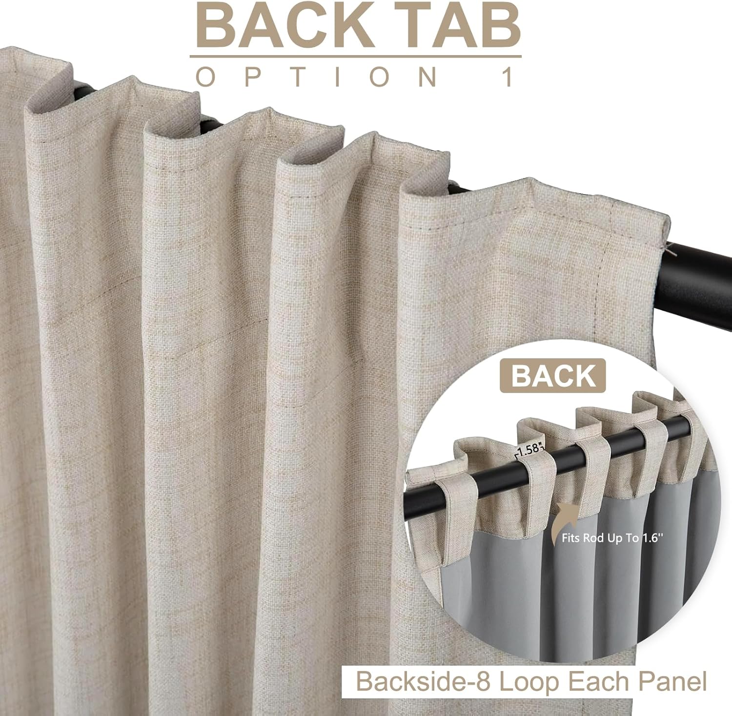 50×84" Cream Blackout Curtains, 2 Panels Thermal Insulated Drapes for Bedroom Living Room