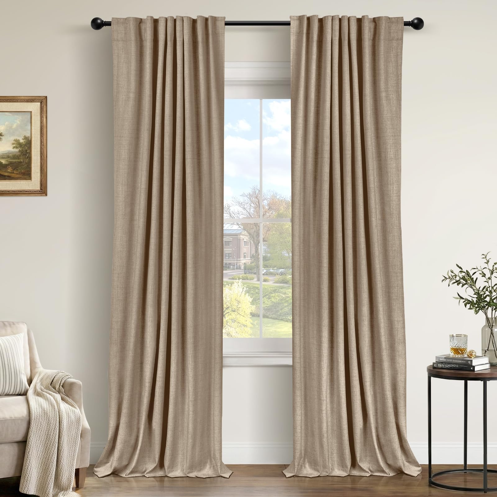 50×84" Cream Blackout Curtains, 2 Panels Thermal Insulated Drapes for Bedroom Living Room