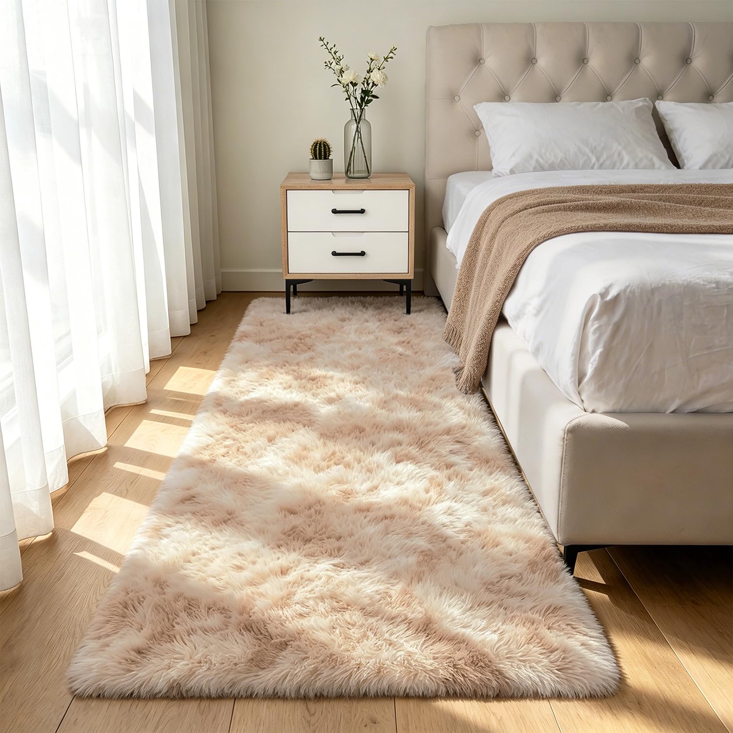 Shag Area Rugs for Bedroom Living Room,8X10 Ultra Soft Fluffy Area Rugs for Dorm, Indoor Carpet Nursery Rugs for Kids Girls Room Home Decor,Tie-Dye Grey