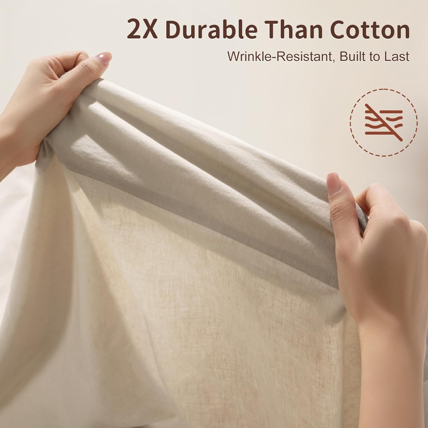 100% French Pure Linen Sheets Queen Size, Breathable, Soft and Durable Pure Linen Sheets, Anti-Tear Linen Bed Sheets, 16 Inch Deep Pocket - 4 PC (Linen,Queen)