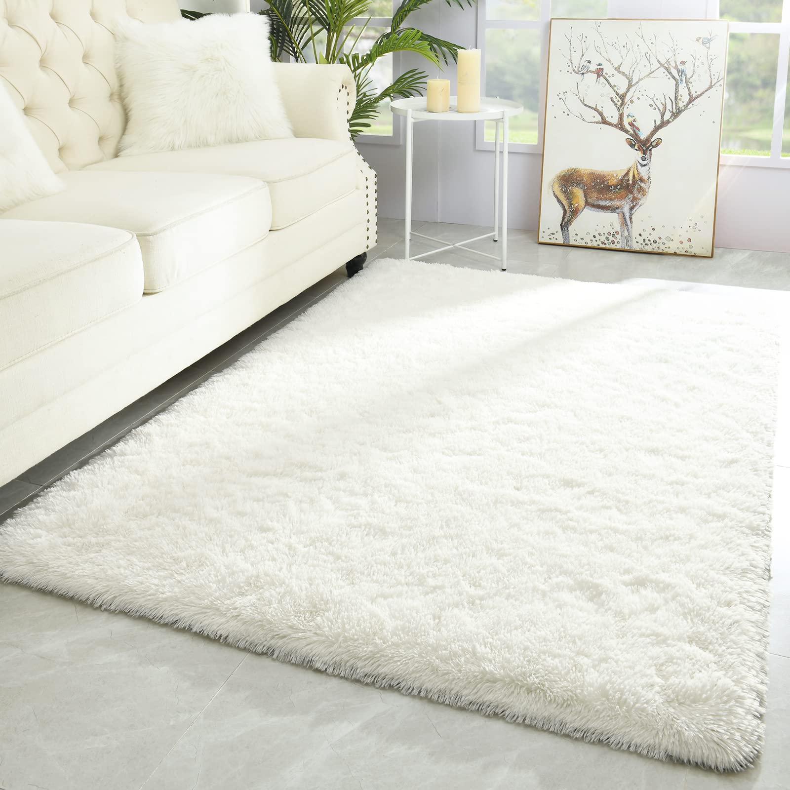 Merelax Soft Modern Indoor Shaggy Area Rug for Bedroom Livingroom Dorm Kids Room Home Decorative, Non-Slip Plush Fluffy Furry Fur Rugs Comfy Nursery Accent Floor Carpet 2x3 Feet, Black