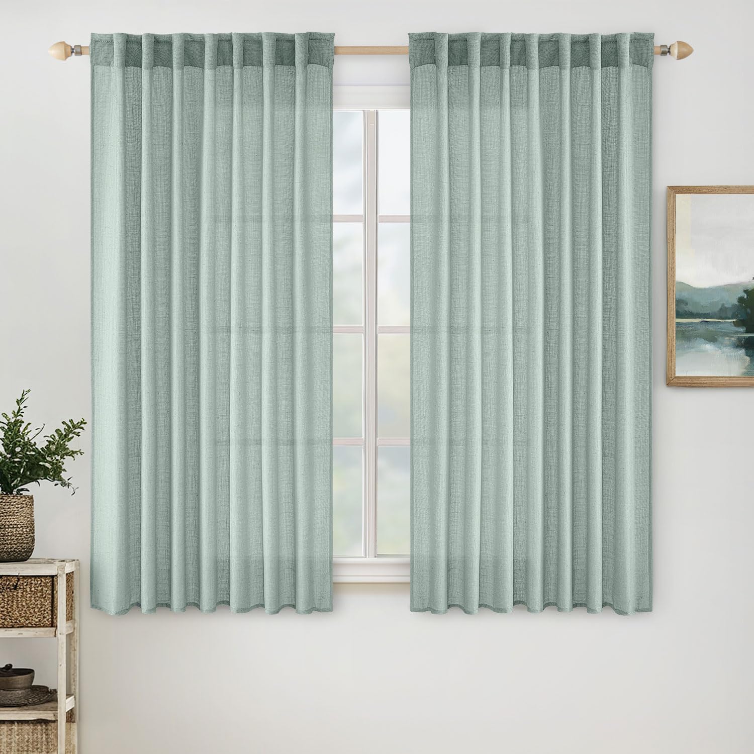 MIULEE Taupe Linen Curtains 84 Inch Length for Bedroom Living Room, Soft Thick Linen Textured Window Drapes Semi Sheer Light Filtering Back Tab Rod Pocket Burlap Look Farmhouse Country Decor, 2 Panels