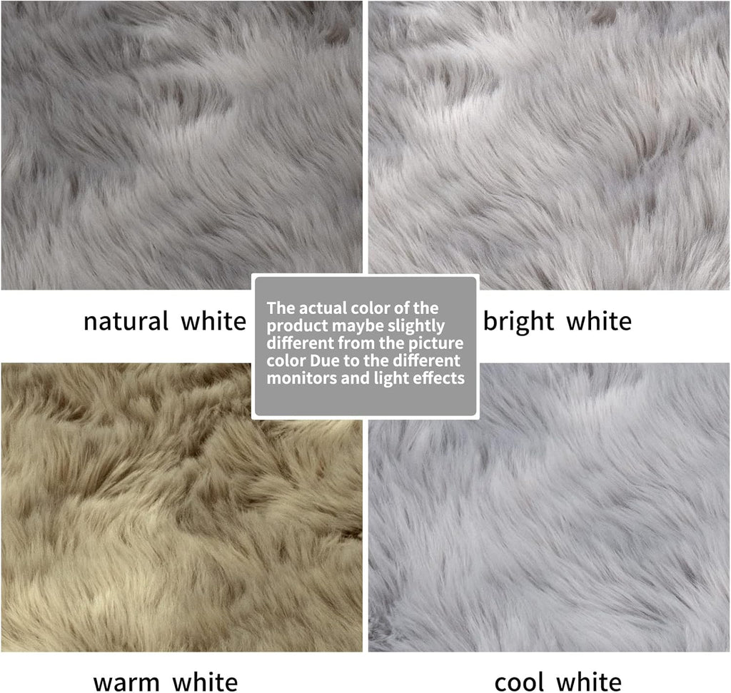 SERISSA Soft Fluffy Area Rug, Grey Faux Sheepskin Fur Rug, Shaggy Rug for Bedroom Floor Fuzzy Carpet for Living Room 4x6 Feet