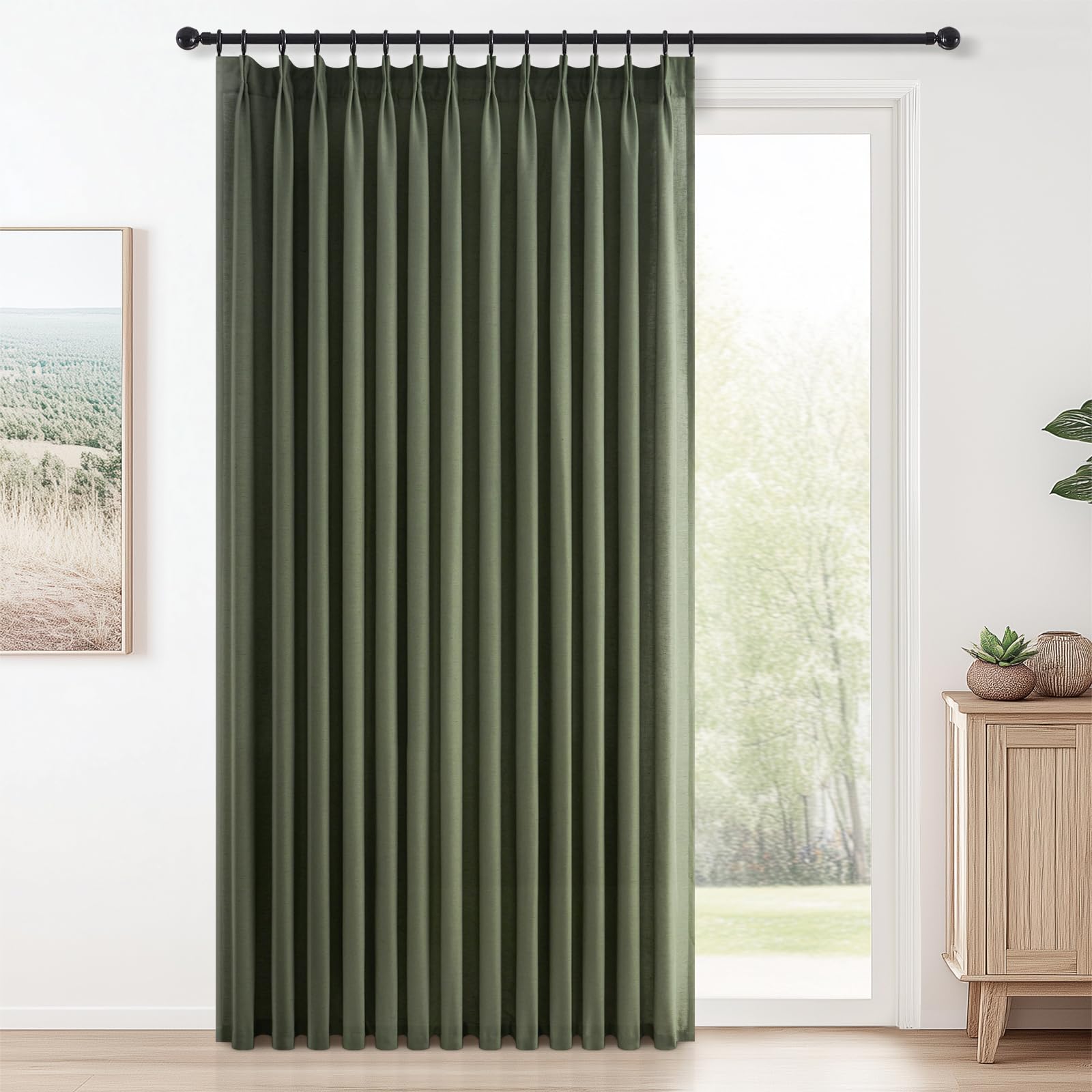 Topfinel 102 Inch Curtains 1 Panels Set,One Packs Pinch Pleat Back Tab Linen Window Semi Sheer Privacy Thick Decorative Curtain Drapes for Living Room Bedroom,60x102 in Long,Oatmeal