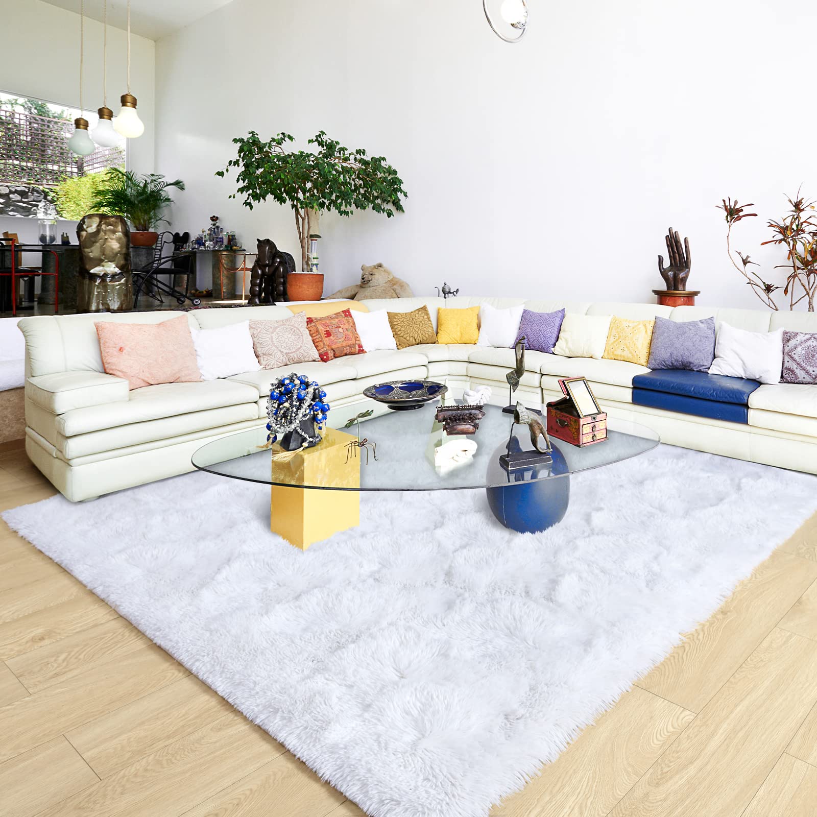 Ultra Soft Fluffy Rugs for Bedroom 4x6 Feet, Shag Area Rugs for Living Room, Large Comfy Furry Rug for Boys Kids Baby Room Decor, Non Slip Nursery Rug Modern Indoor Fuzzy Floor Carpet, Light Blue