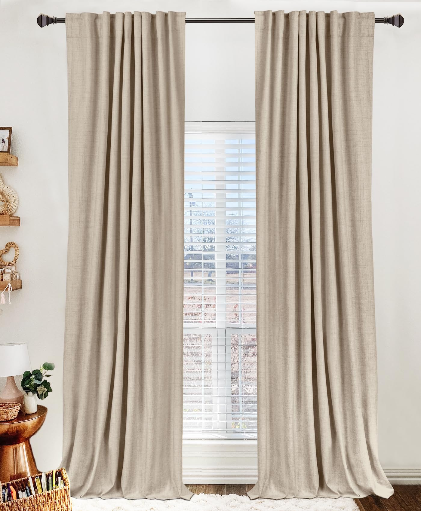 50×84" Cream Blackout Curtains, 2 Panels Thermal Insulated Drapes for Bedroom Living Room