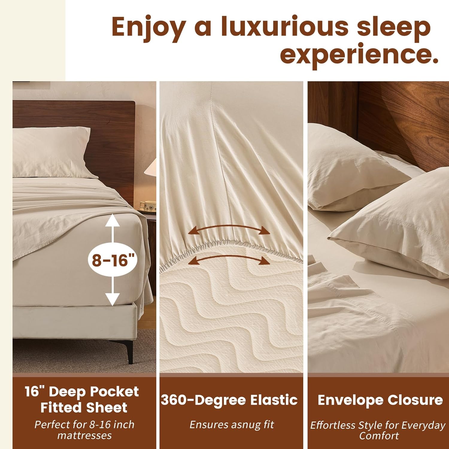 King 100% Linen 4-Piece Sheet Set, Breathable All-Season Bedding