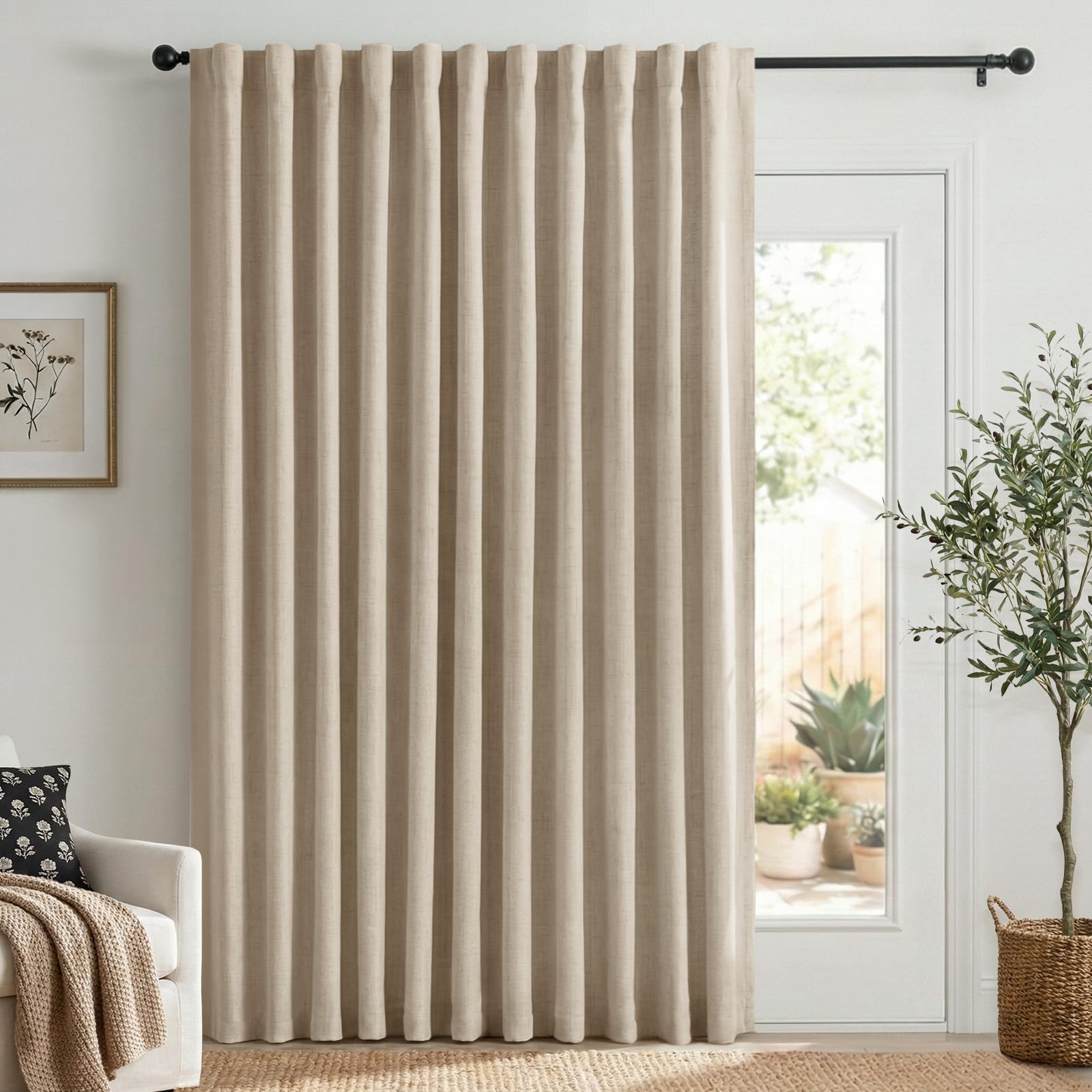 50×84" Cream Blackout Curtains, 2 Panels Thermal Insulated Drapes for Bedroom Living Room