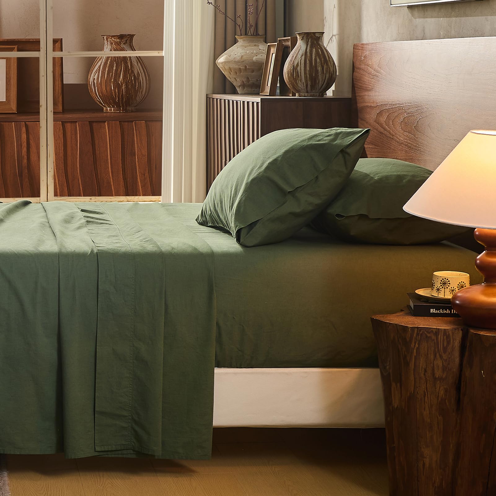 100% Linen Sheets Queen Size,Breathable & Durable 4-Piece Bed Flax Sheet Set,Soft All-Season Bedding for Hot Sleepers 16" Deep Pocket Oeko-TEX Certified,（Queen, Grey）