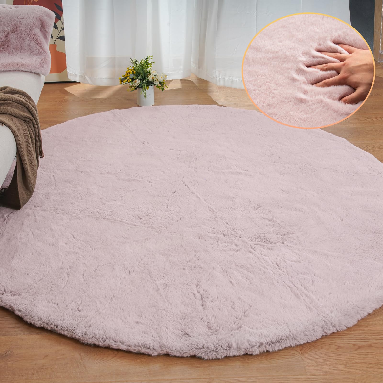 ORINOVA White Faux Rabbit Fluffy Fur Rugs for Bedroom Machine Washable Furry Area Rugs for Living Room Smal 2x4 Shag Runner Rug Nursery Rug