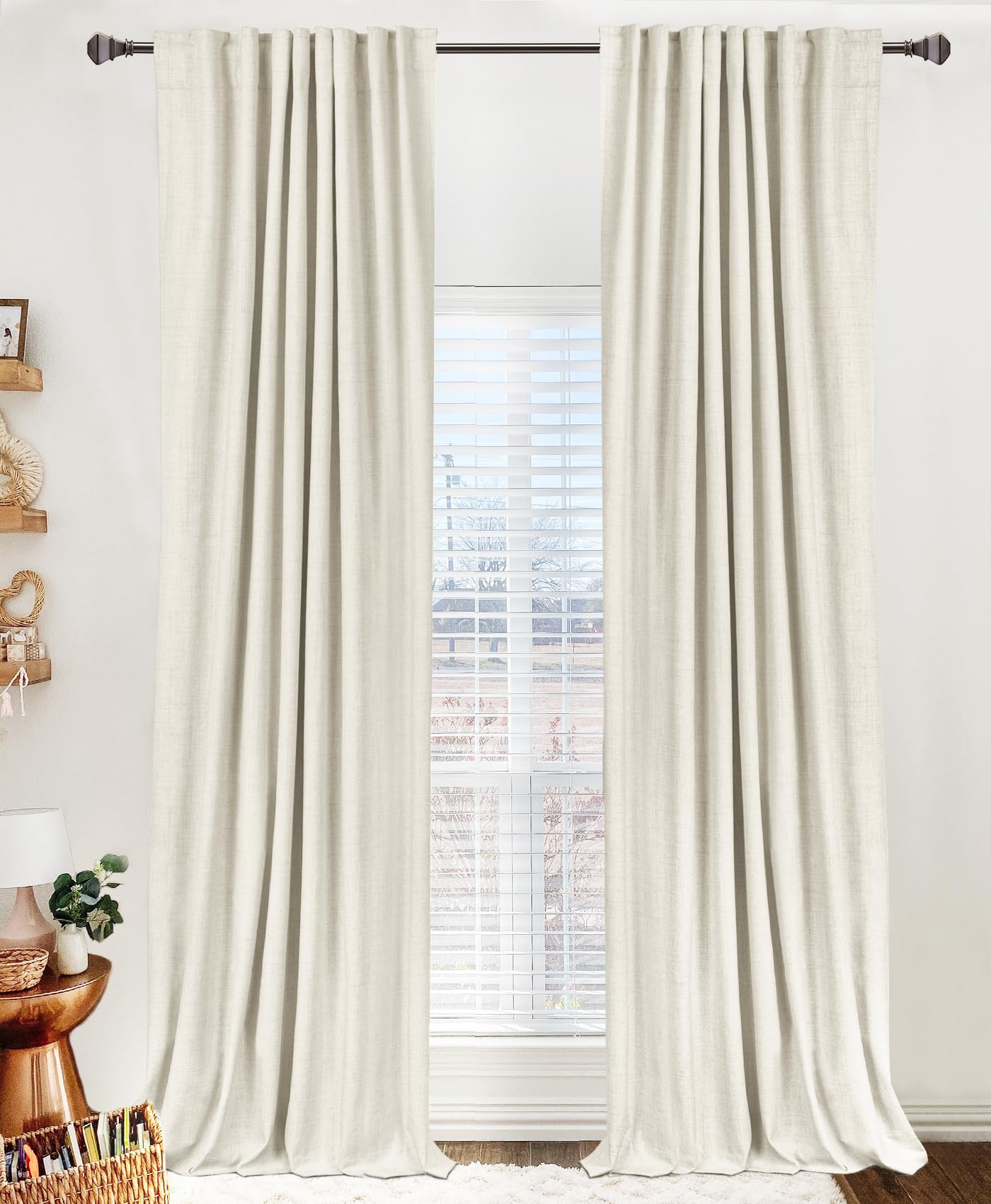 50×84" Cream Blackout Curtains, 2 Panels Thermal Insulated Drapes for Bedroom Living Room