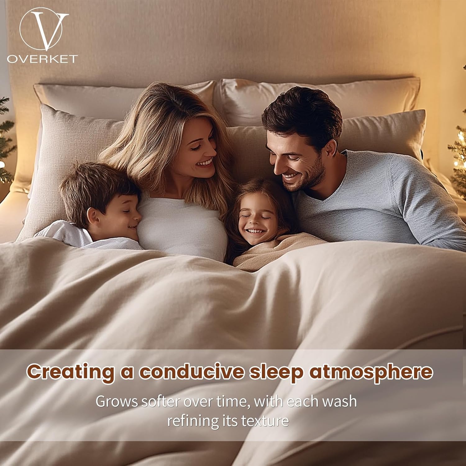 King 100% Linen 4-Piece Sheet Set, Breathable All-Season Bedding