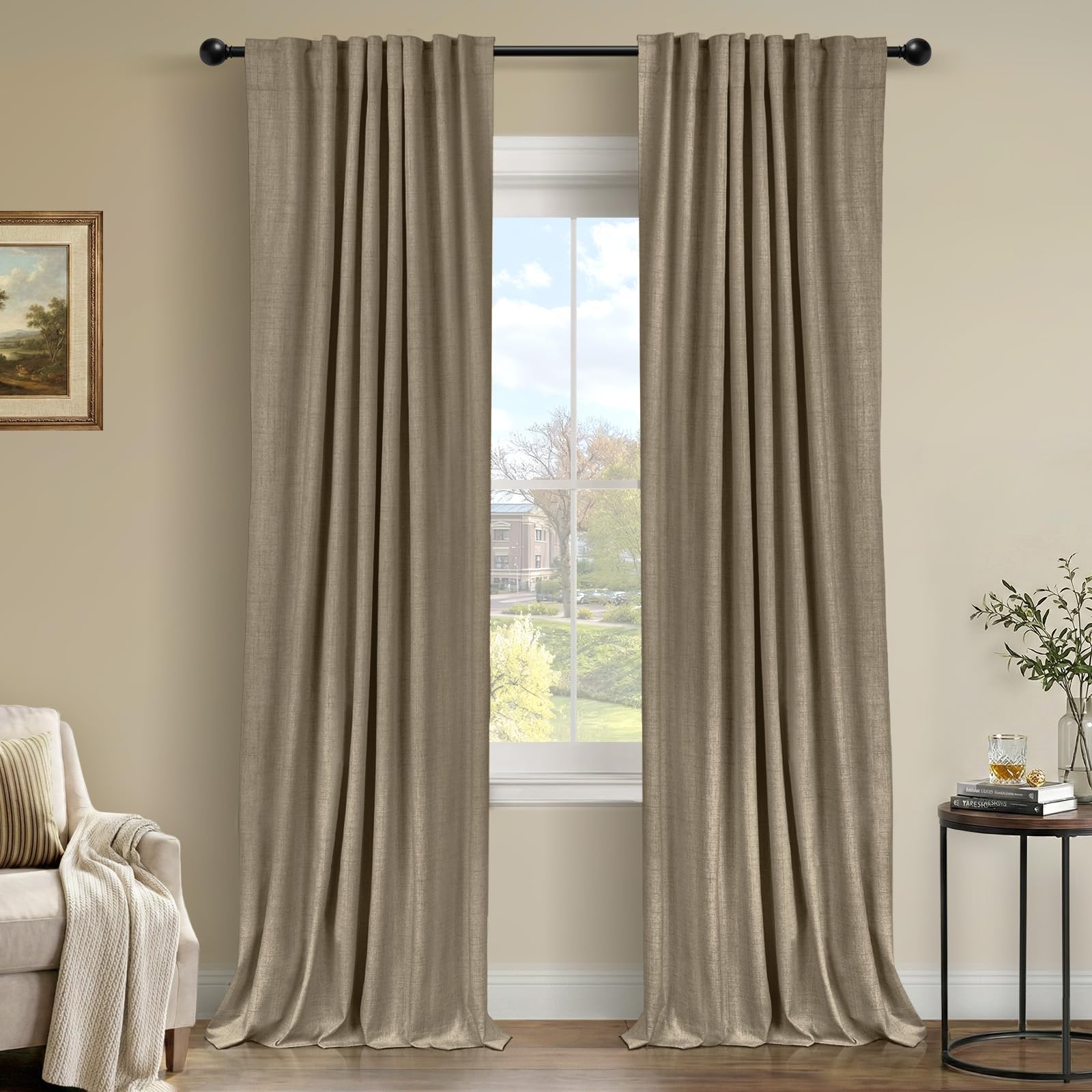 50×84" Cream Blackout Curtains, 2 Panels Thermal Insulated Drapes for Bedroom Living Room