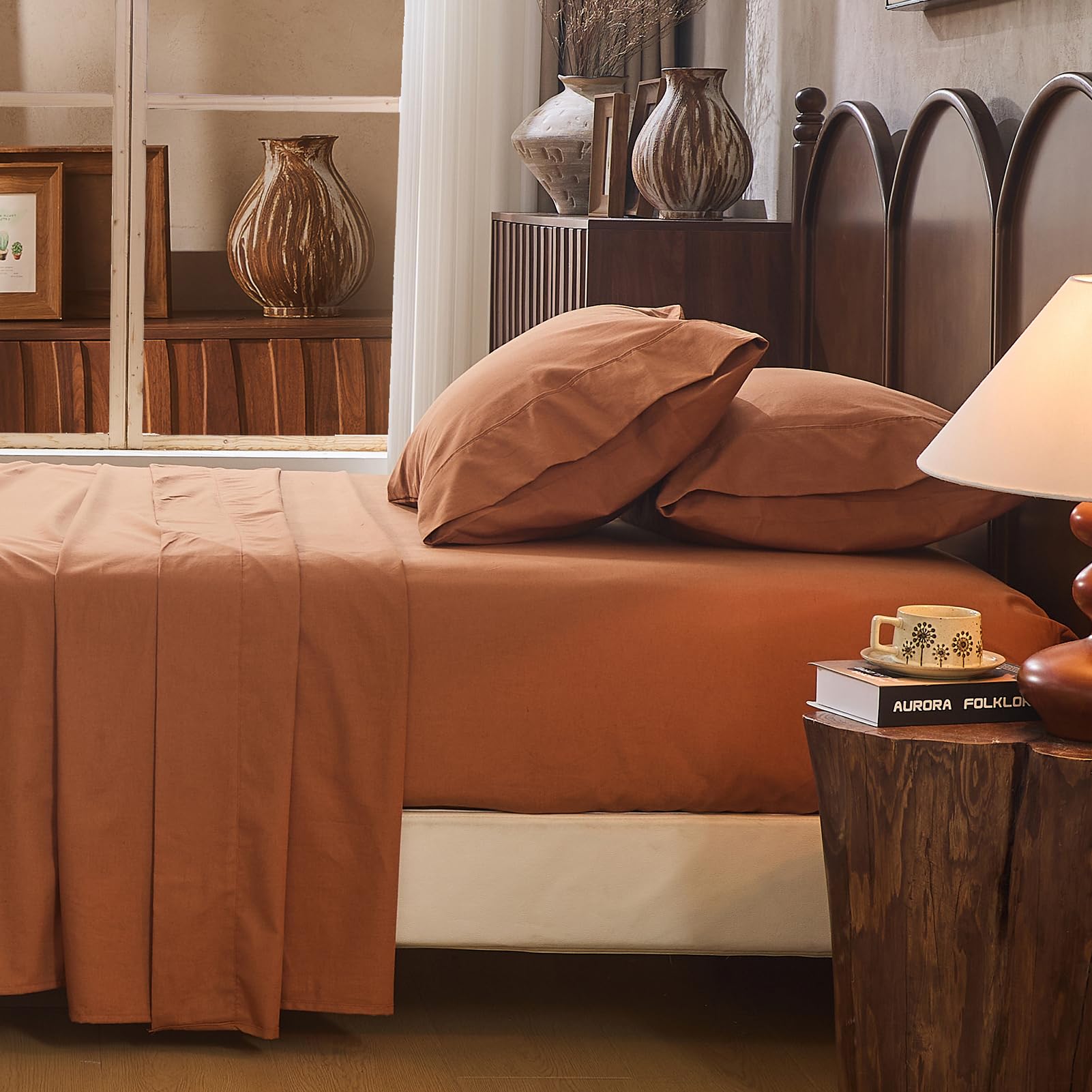 100% Linen Sheets Queen Size,Breathable & Durable 4-Piece Bed Flax Sheet Set,Soft All-Season Bedding for Hot Sleepers 16" Deep Pocket Oeko-TEX Certified,（Queen, Dark Grey）