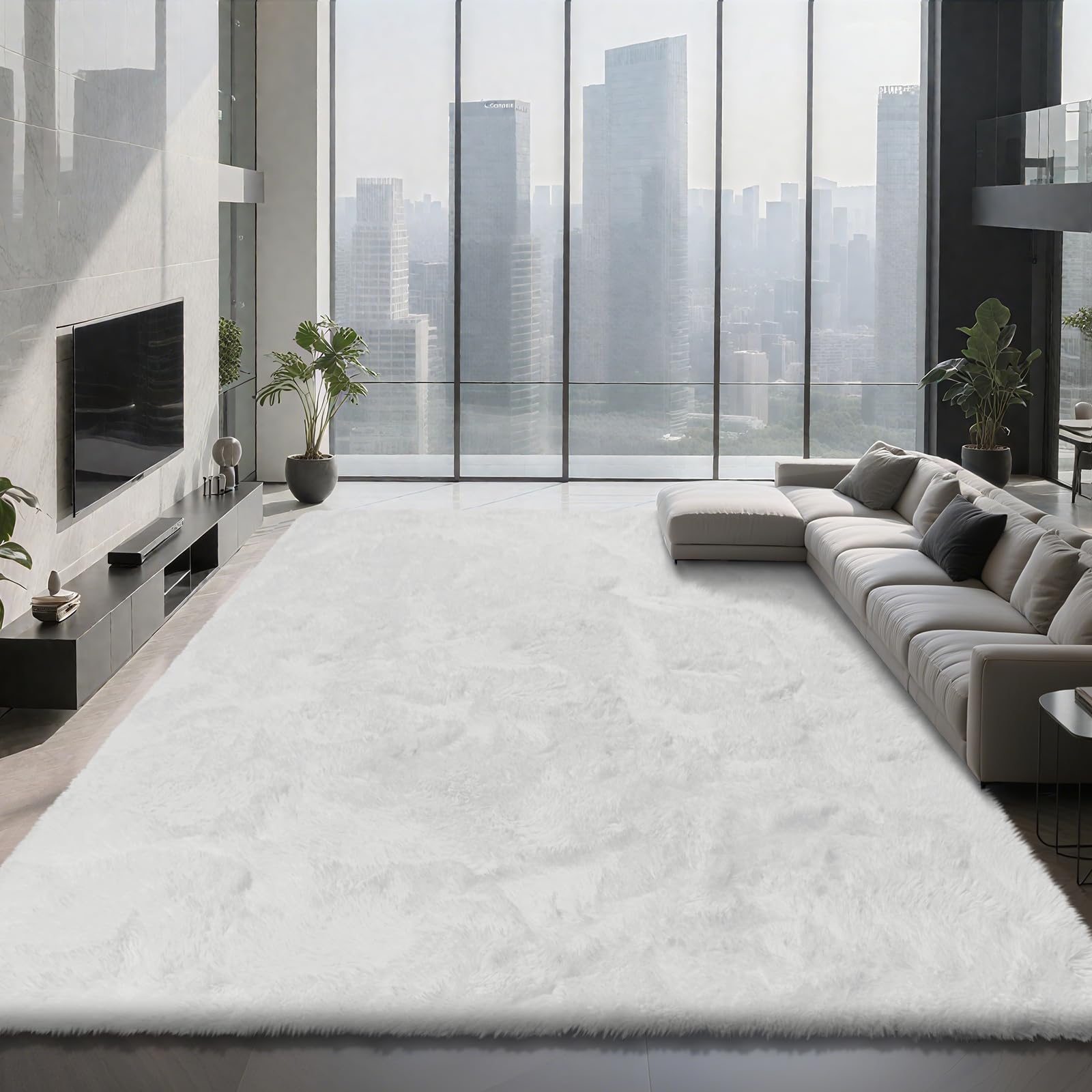 Shag Area Rugs for Bedroom Living Room,8X10 Ultra Soft Fluffy Area Rugs for Dorm, Indoor Carpet Nursery Rugs for Kids Girls Room Home Decor,Tie-Dye Grey