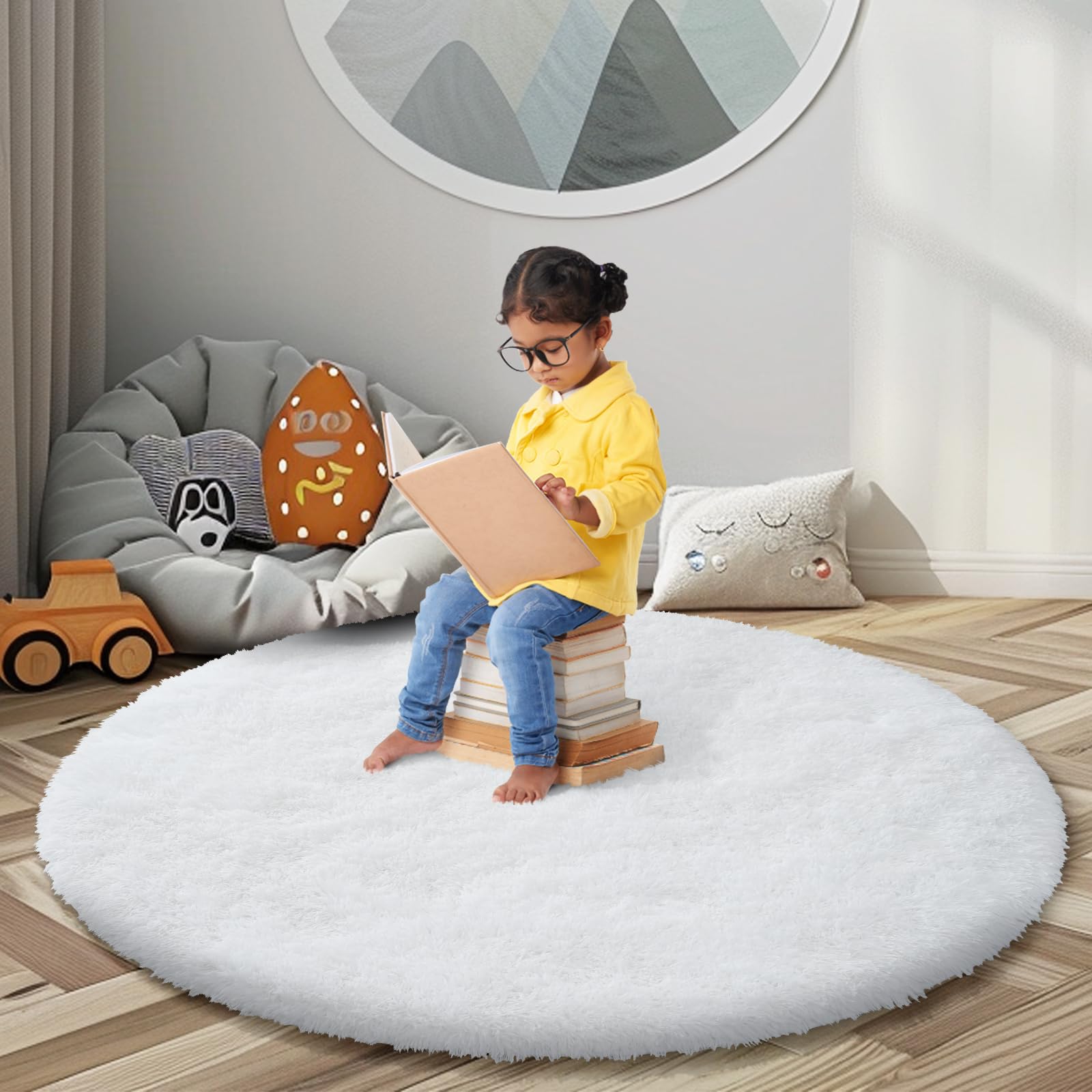 8x10 Area Rugs for Living Room Bedroom Fluffy, Large Area Rug Shag Shaggy Carpet Soft Plush Furry Bedside Rug, Area Rugs for Home Decor(8 x 10, Dark Blue Tie-Dyed)