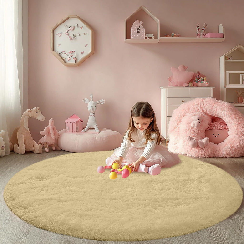 CAIYUECS Shag Area Rug,Indoor Ultra Soft Fluffy Plush Rugs for Bedroom Living Room, Non-Skid Modern Nursery Faux Fur Rugs for Kids Room Home Decor (Tie-Dyed Light Gray, 5x7 Feet)