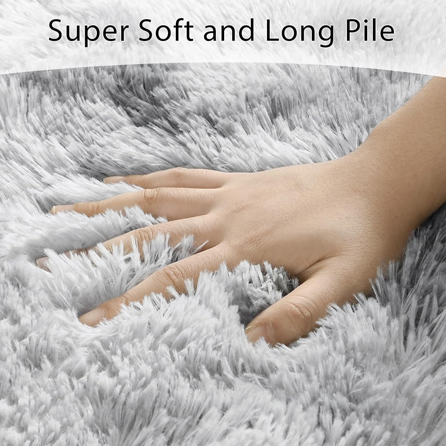 Fluffy 5x7 Area Rugs for Bedroom: Tie-dye White Grey Soft Shag Rug for Living Room, Large Fuzzy Plush Indoor Floor Carpet Non Slip Modern Rug for Nursery Boys Girls Kids Room Playroom Dorms Home Decor