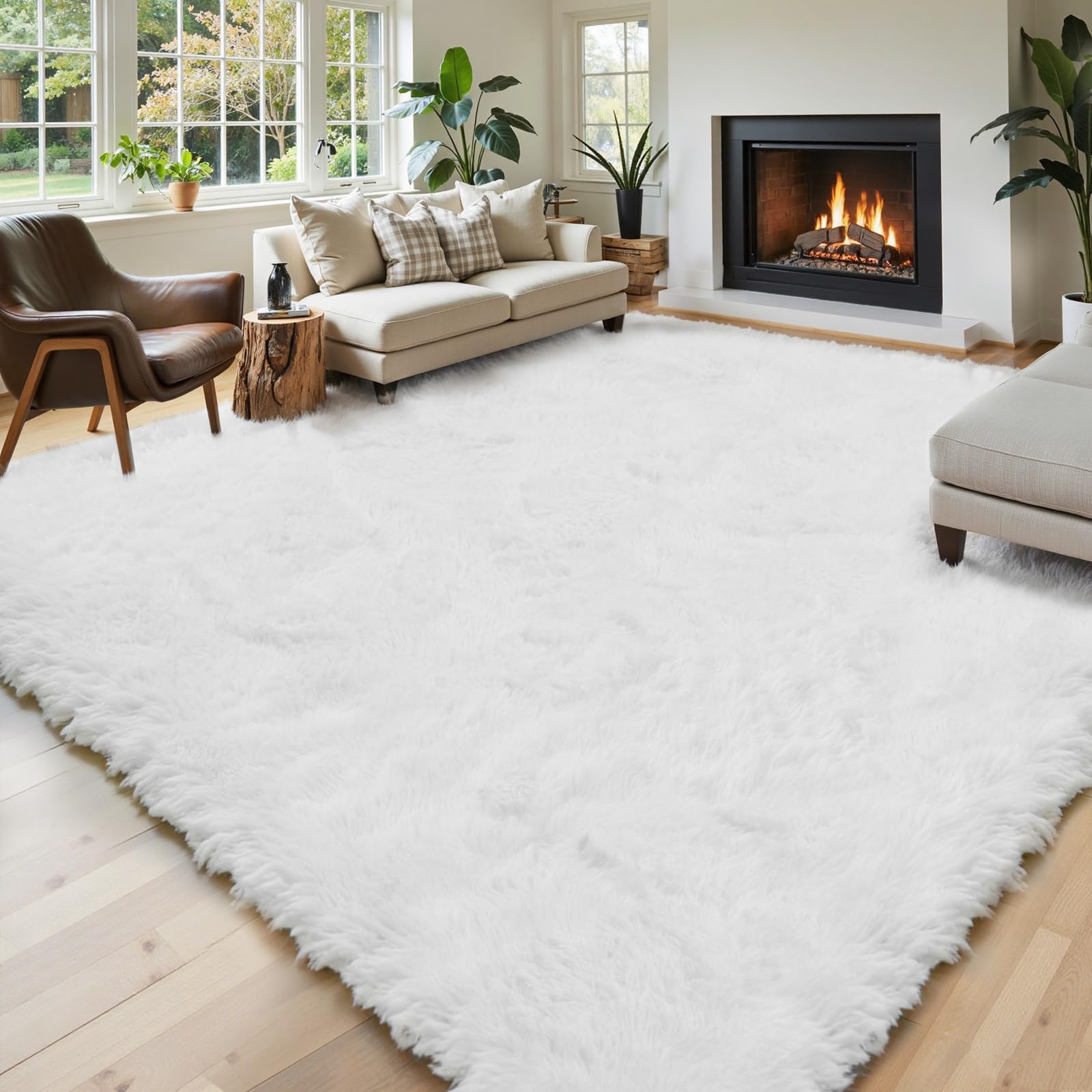 8x10 Area Rugs for Living Room Bedroom Fluffy, Large Area Rug Shag Shaggy Carpet Soft Plush Furry Bedside Rug, Area Rugs for Home Decor(8 x 10, Dark Blue Tie-Dyed)