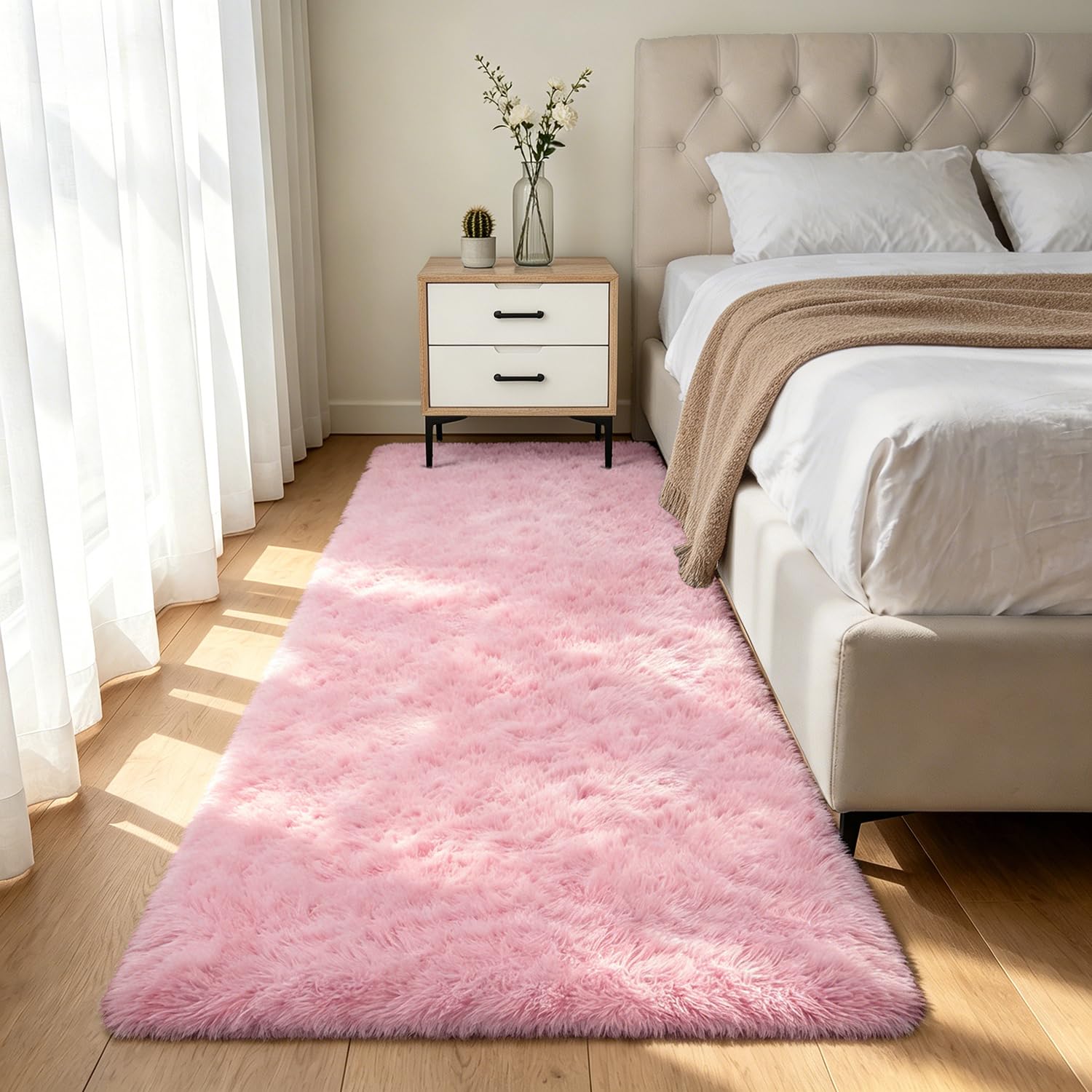 Shag Area Rugs for Bedroom Living Room,8X10 Ultra Soft Fluffy Area Rugs for Dorm, Indoor Carpet Nursery Rugs for Kids Girls Room Home Decor,Tie-Dye Grey