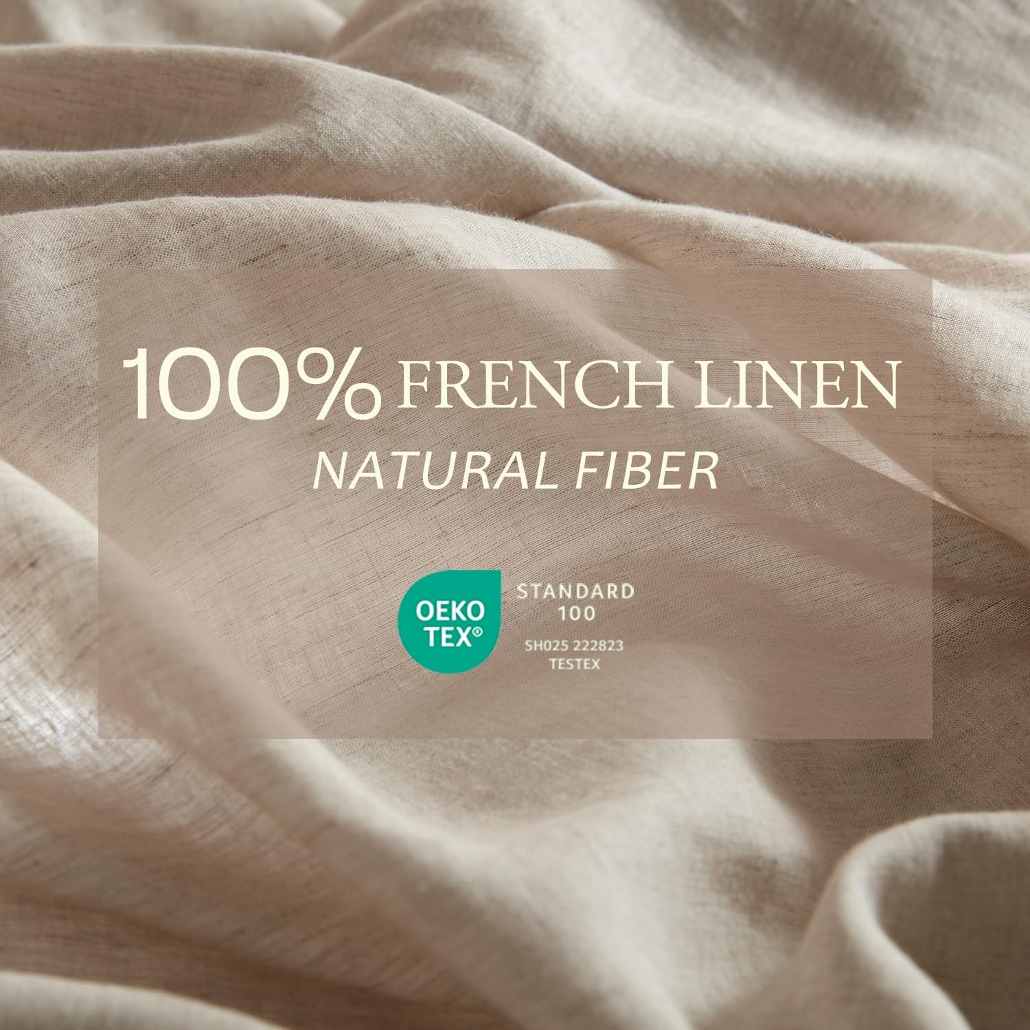 DAPU Pure Linen Sheets Set, 100% French Linen from Normandy, Breathable and Durable for Hot Sleepers, 4 Pcs Queen Size Sheets Set - 1 Flat Sheet, 1 Fitted Sheet, 2 Pillowcases (Natural Linen, Queen)
