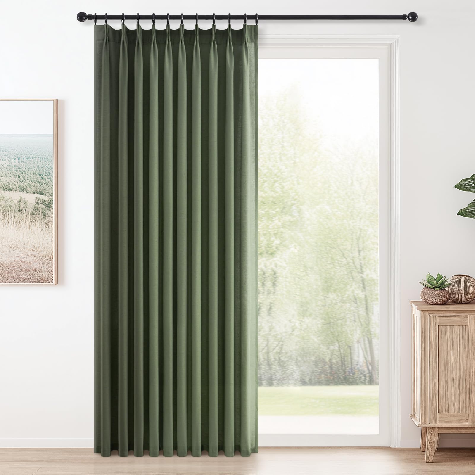 Topfinel 102 Inch Curtains 1 Panels Set,One Packs Pinch Pleat Back Tab Linen Window Semi Sheer Privacy Thick Decorative Curtain Drapes for Living Room Bedroom,60x102 in Long,Oatmeal