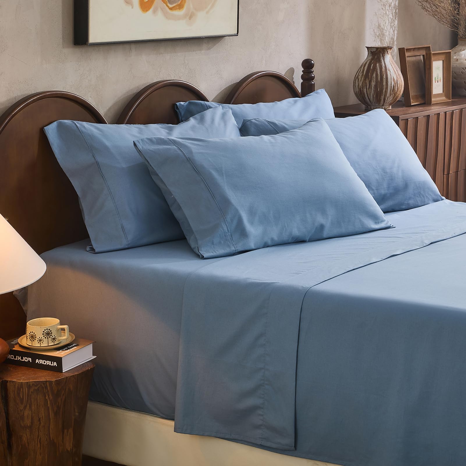 100% Linen Sheets Queen Size,Breathable & Durable 4-Piece Bed Flax Sheet Set,Soft All-Season Bedding for Hot Sleepers 16" Deep Pocket Oeko-TEX Certified,（Queen, Dark Grey）