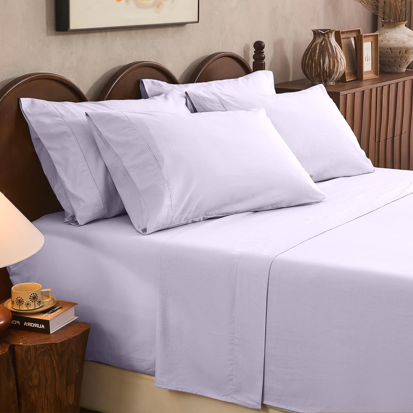 100% Linen Sheets Queen Size,Breathable & Durable 4-Piece Bed Flax Sheet Set,Soft All-Season Bedding for Hot Sleepers 16" Deep Pocket Oeko-TEX Certified,（Queen, Dark Grey）