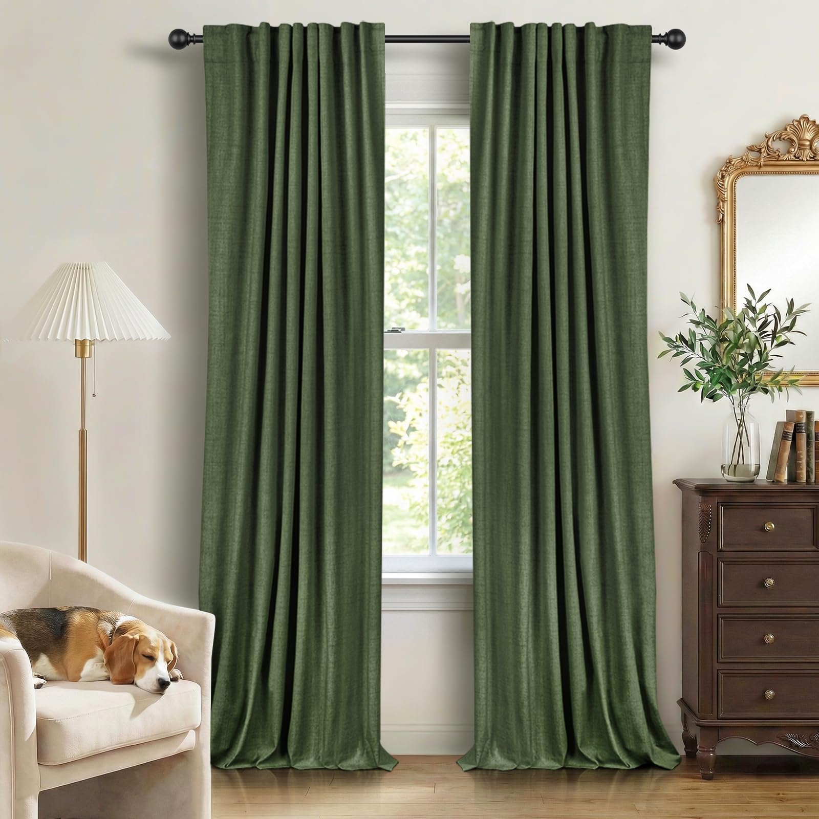 50×84" Cream Blackout Curtains, 2 Panels Thermal Insulated Drapes for Bedroom Living Room