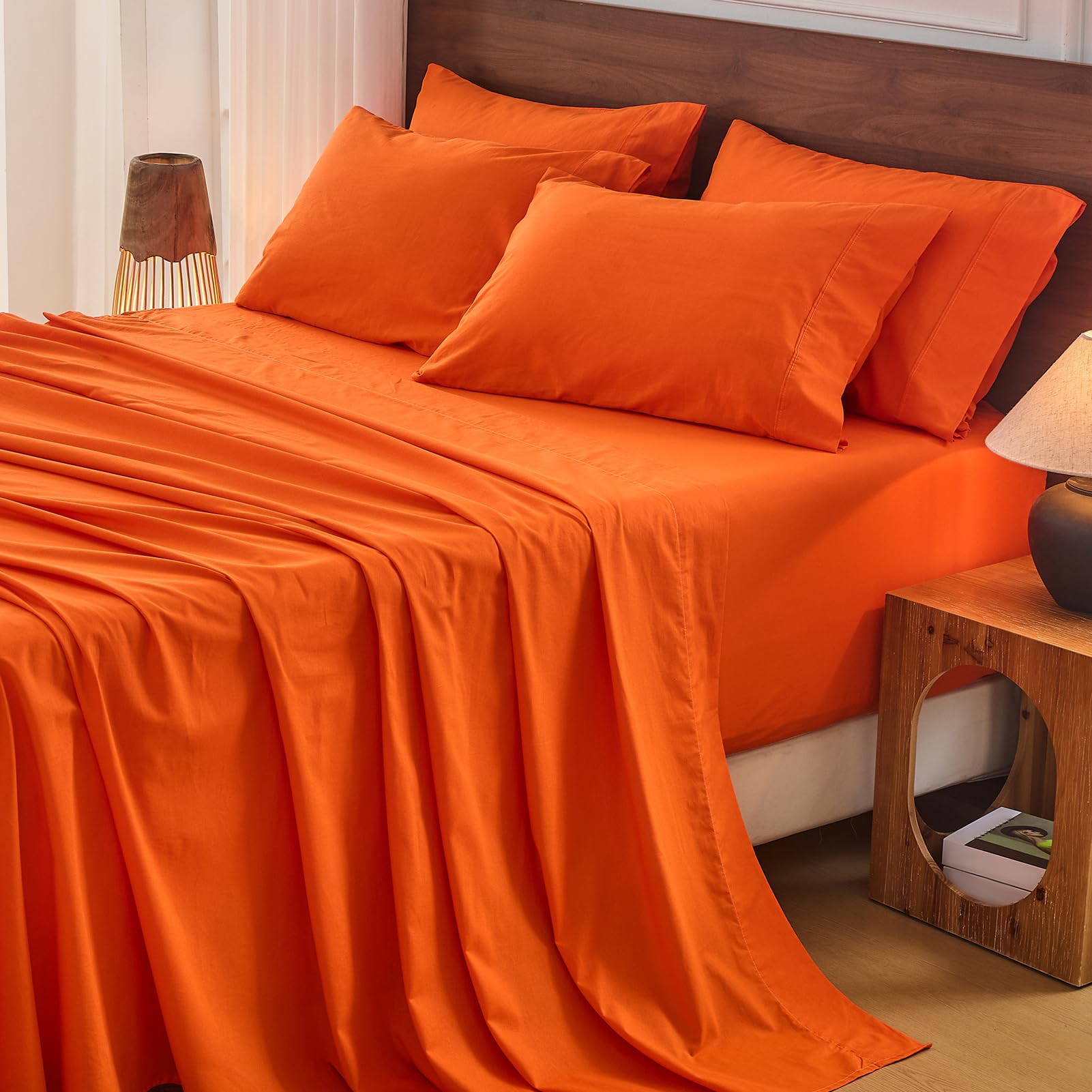 Bedlifes 100% French Pure Linen Sheets Queen Size Breathable and Cooling Flax Sheet Set Soft Durable and Moisture Wicking 16 Inch Deep Pocket-4 Piece(Queen,Linen)