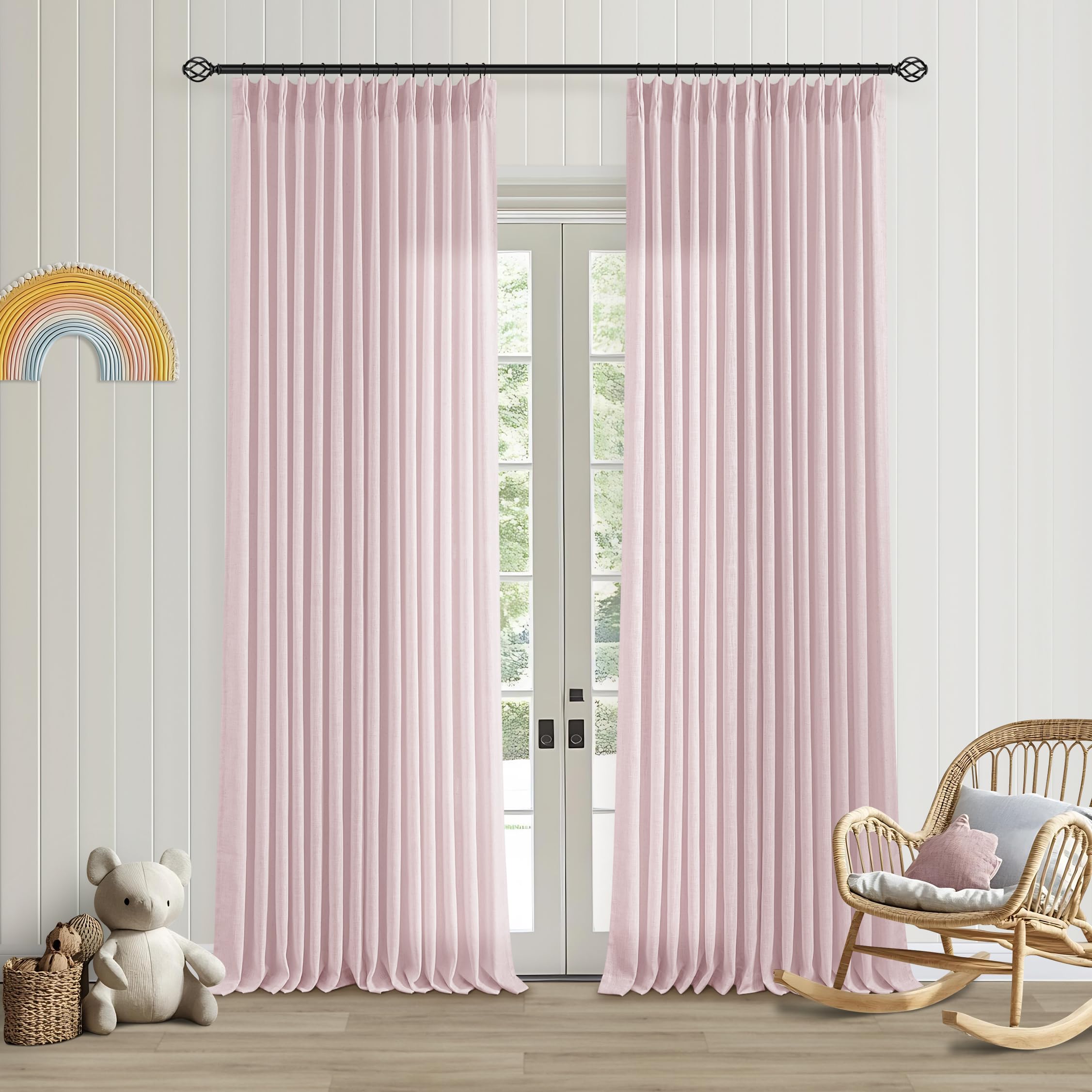 Dutch Cocoa Pinch Pleated Linen Curtains 84 Inches Long 60 Inch Width Linen Blend Light Filtering Window Curtains 84 Inch for Living Room Bedroom Patio Pinch Pleat Drapes Hooks Rings 1 Panel 60Wx84L