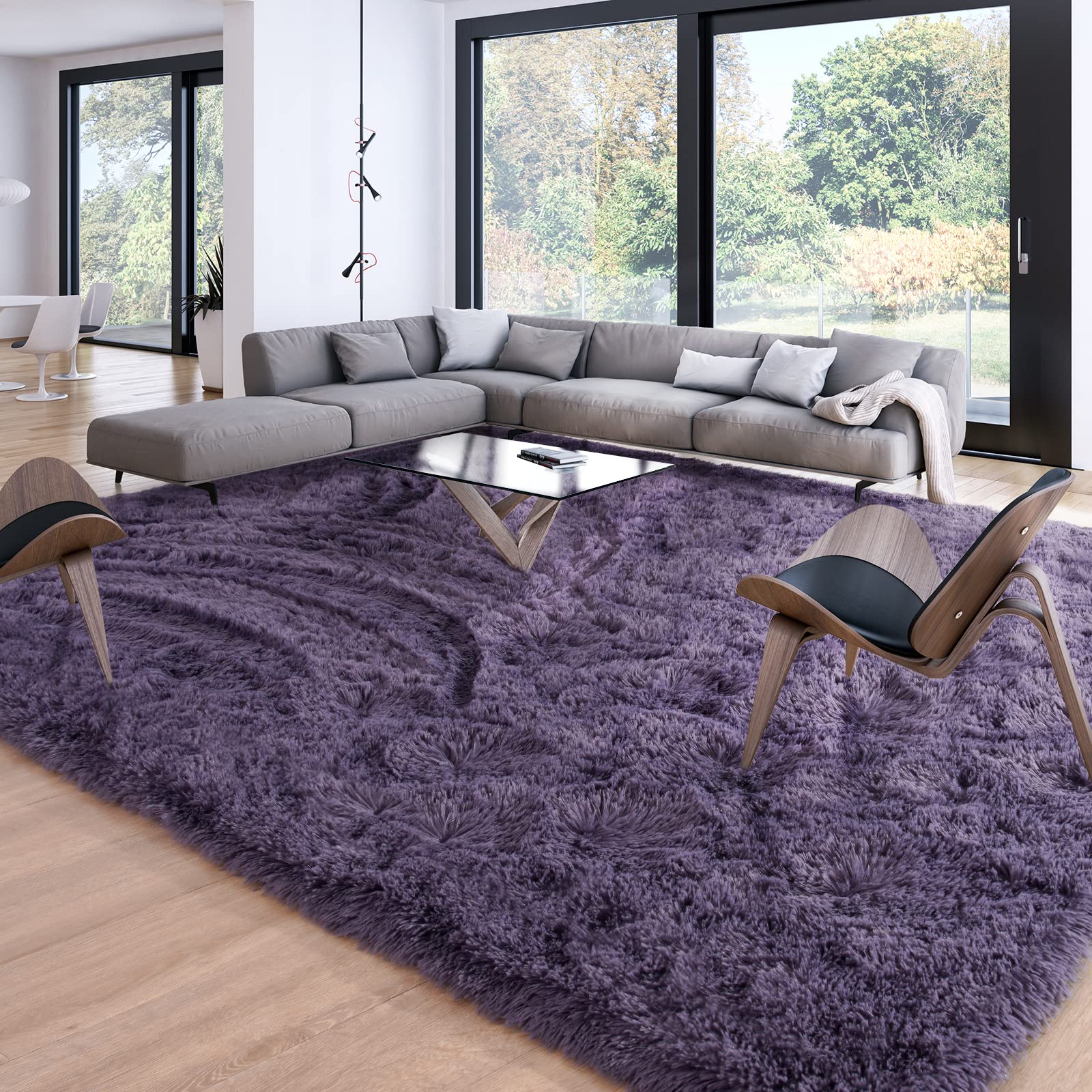 Merelax Soft Modern Indoor Shaggy Area Rug for Bedroom Livingroom Dorm Kids Room Home Decorative, Non-Slip Plush Fluffy Furry Fur Rugs Comfy Nursery Accent Floor Carpet 2x3 Feet, Black