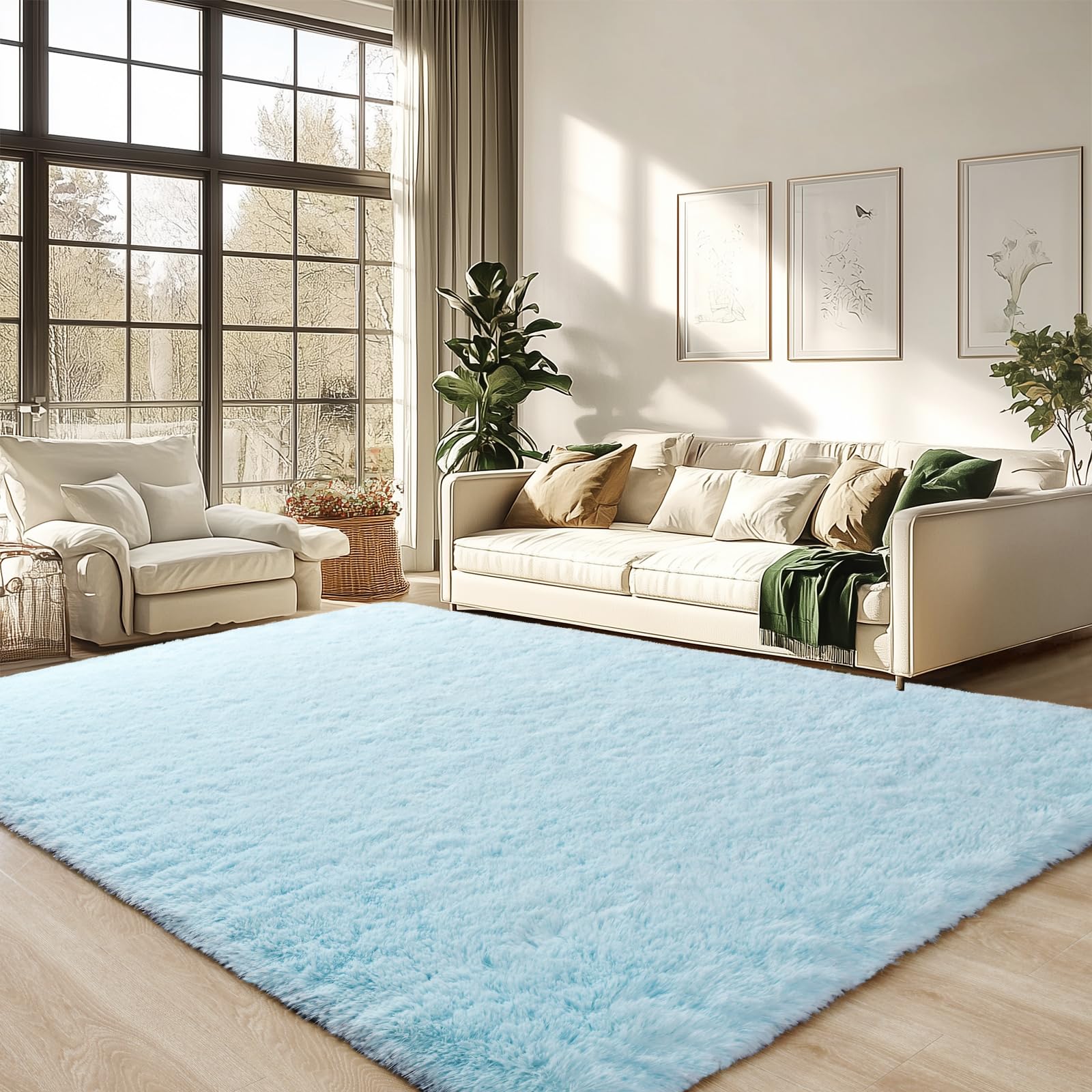 Merelax Soft Modern Indoor Shaggy Area Rug for Bedroom Livingroom Dorm Kids Room Home Decorative, Non-Slip Plush Fluffy Furry Fur Rugs Comfy Nursery Accent Floor Carpet 2x3 Feet, Black