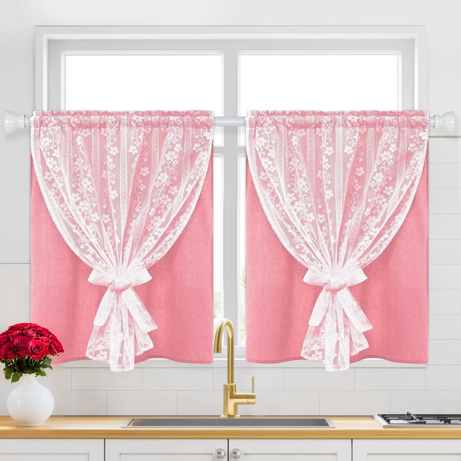 2-Panel 52×84" Beige Linen Curtains, Boho Farmhouse Window Drapes