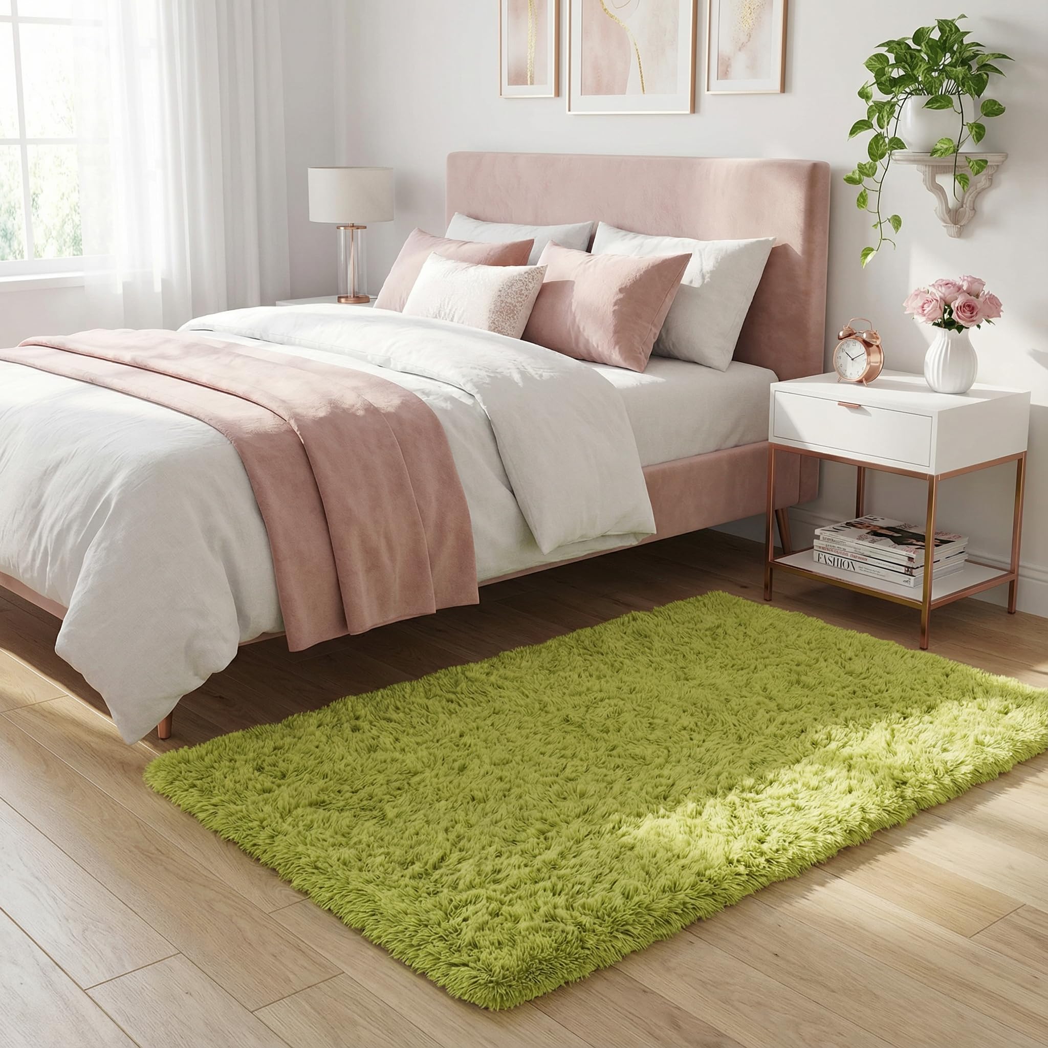 Merelax Soft Modern Indoor Shaggy Area Rug for Bedroom Livingroom Dorm Kids Room Home Decorative, Non-Slip Plush Fluffy Furry Fur Rugs Comfy Nursery Accent Floor Carpet 2x3 Feet, Black
