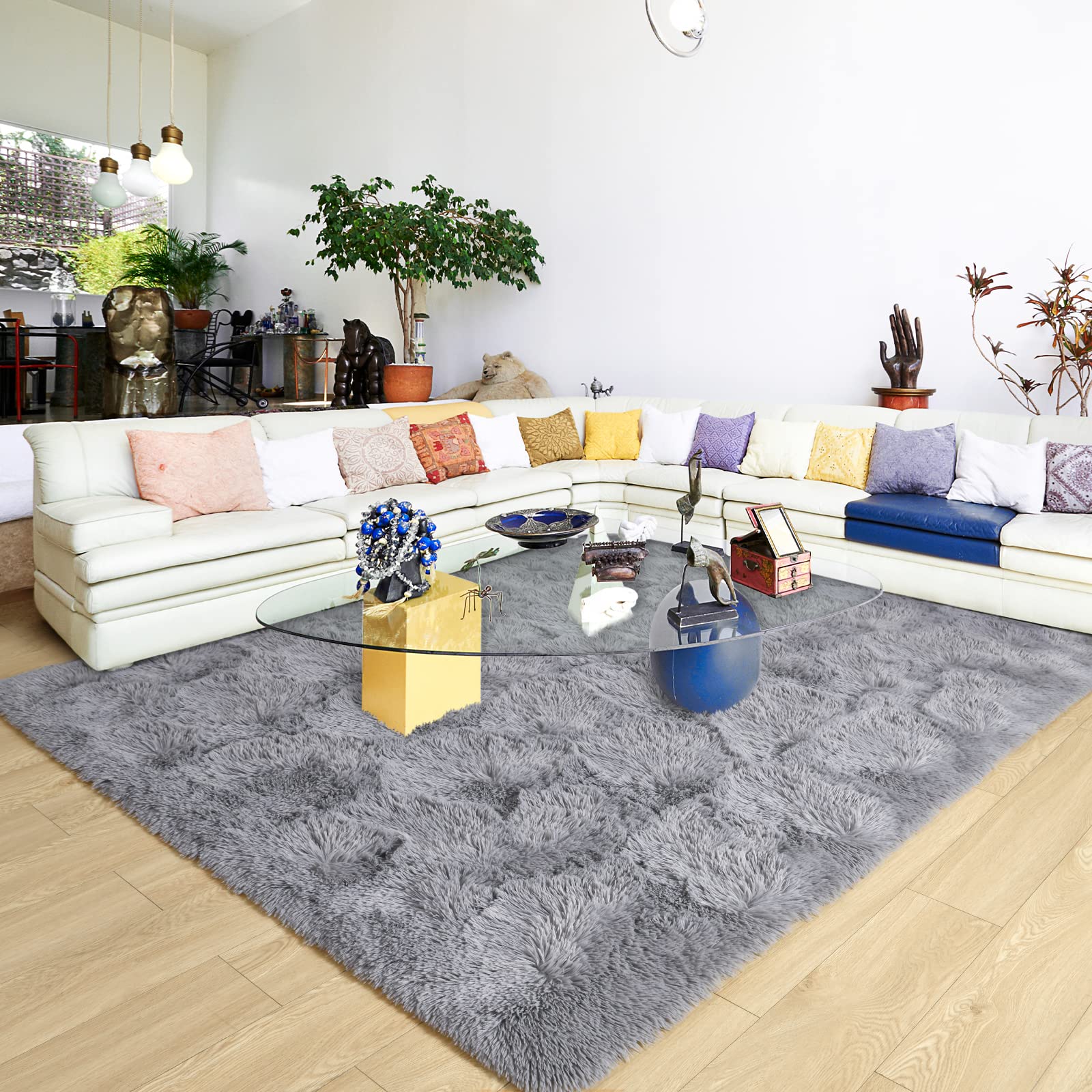 Ultra Soft Fluffy Rugs for Bedroom 4x6 Feet, Shag Area Rugs for Living Room, Large Comfy Furry Rug for Boys Kids Baby Room Decor, Non Slip Nursery Rug Modern Indoor Fuzzy Floor Carpet, Light Blue