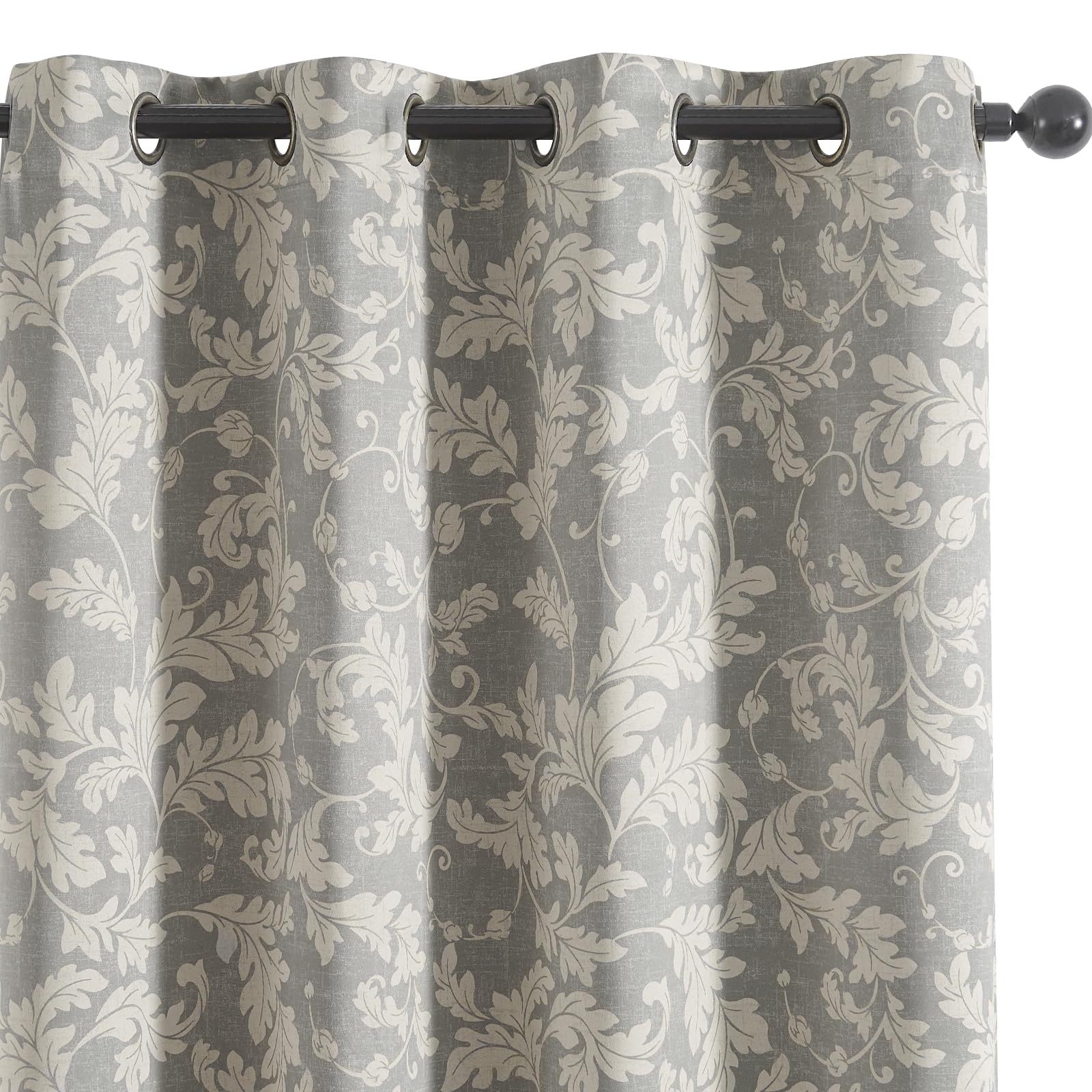 jinchan Vintage Curtains 84 Inch Long Cream Scroll Floral Dusty Blue Curtians for Living Room Bedroom Room Darkenign Drapes Thermal Insulated Classic Traditional Privacy Grommet Top 2 Panels