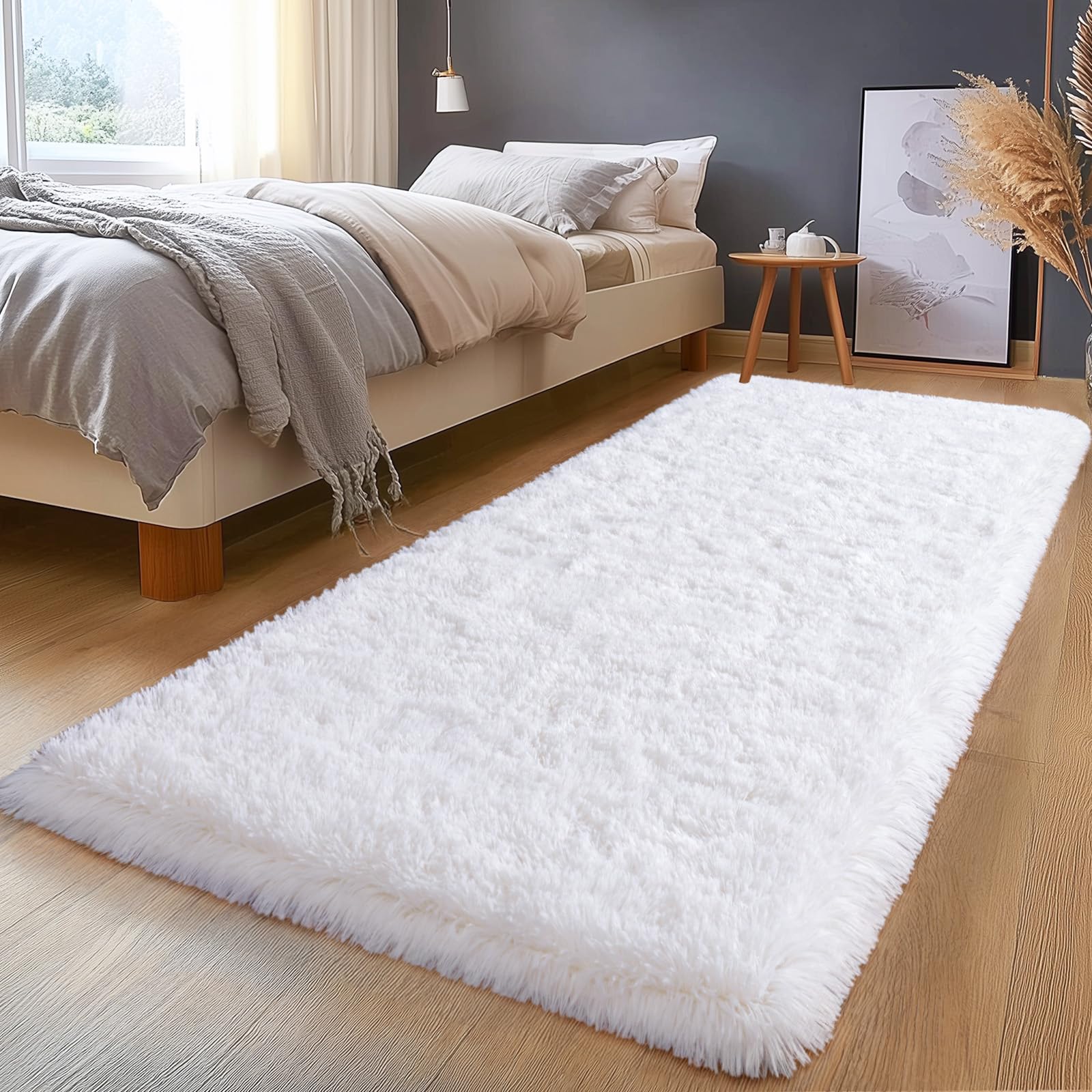 Shaggy Area Rugs, Fuzzy Rugs for Living Room, Soft Nursery Area Rug for Girls, Tie Dye Black Gray Plush Area Rugs Non Slip, Fluffy Rug Carpet 8x10ft