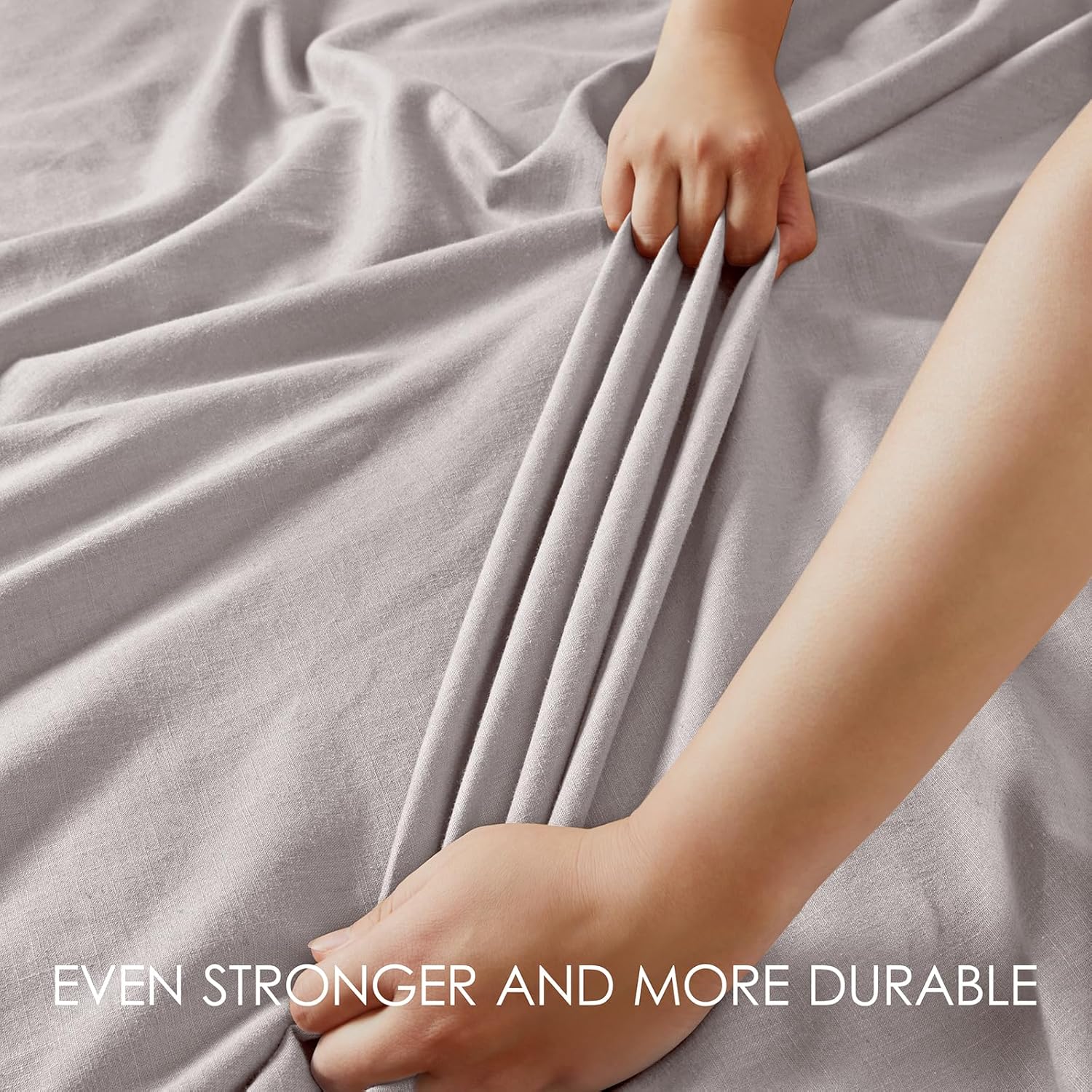 Queen French Linen 4-Piece Sheet Set, Breathable Deep Pocket Bedding