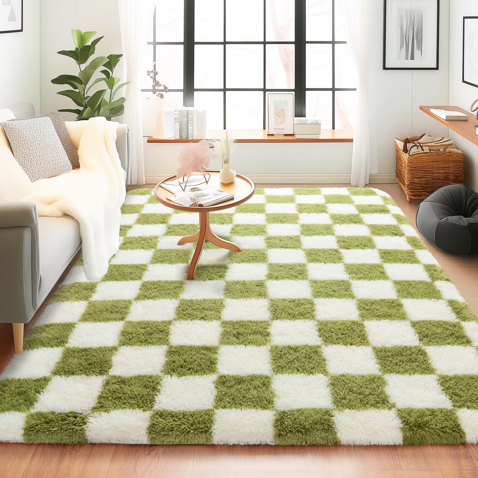 8x10 Area Rugs for Living Room, Large Ultra Fluffy Fuzzy Shag Rug for Bedroom, Modern Plush Soft High Pile Upgrade Non-Slip Carpet for Kids Girls and Boys Room Decor, Tie-Dyed Blue Grey