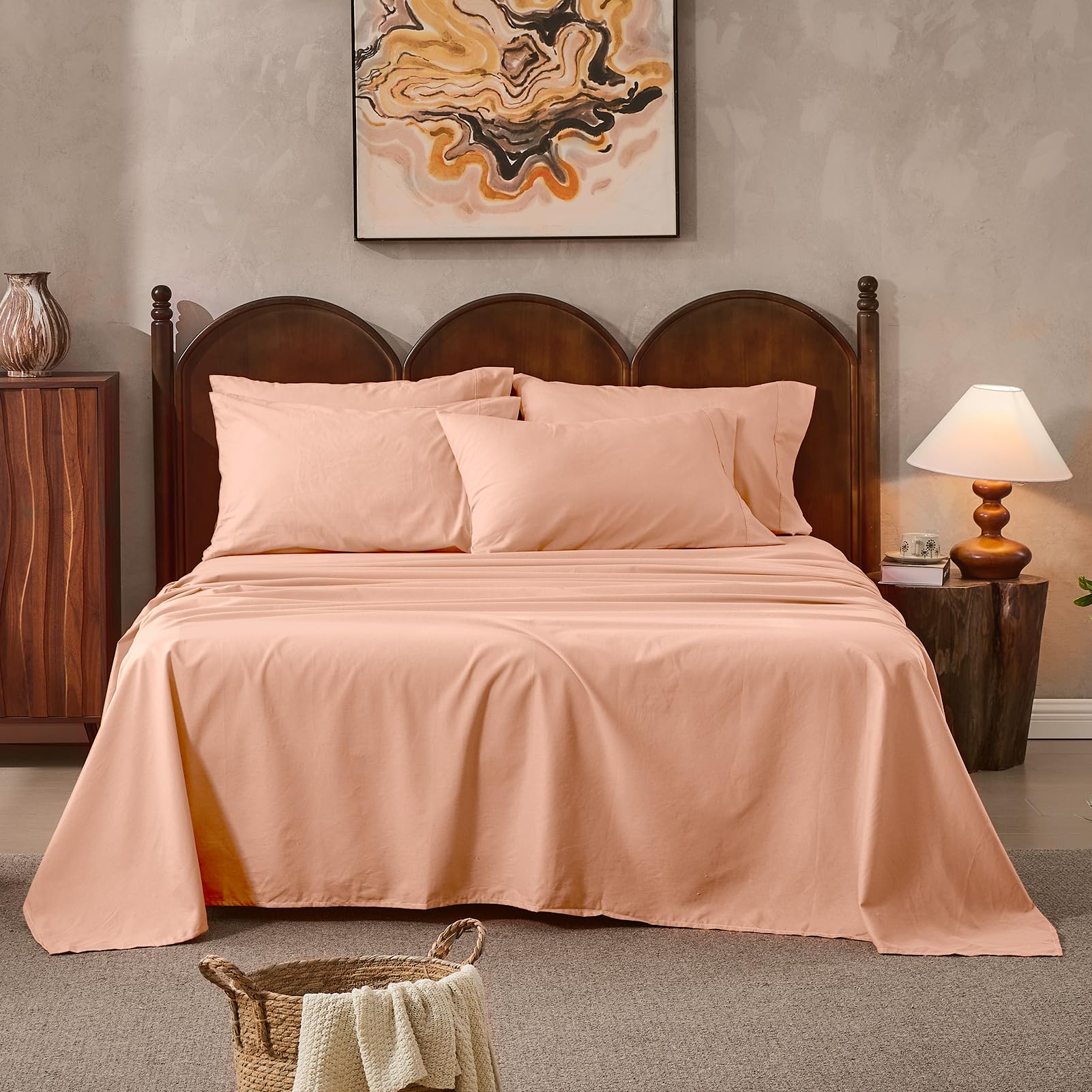 100% Linen Sheets Queen Size,Breathable & Durable 4-Piece Bed Flax Sheet Set,Soft All-Season Bedding for Hot Sleepers 16" Deep Pocket Oeko-TEX Certified,（Queen, Dark Grey）