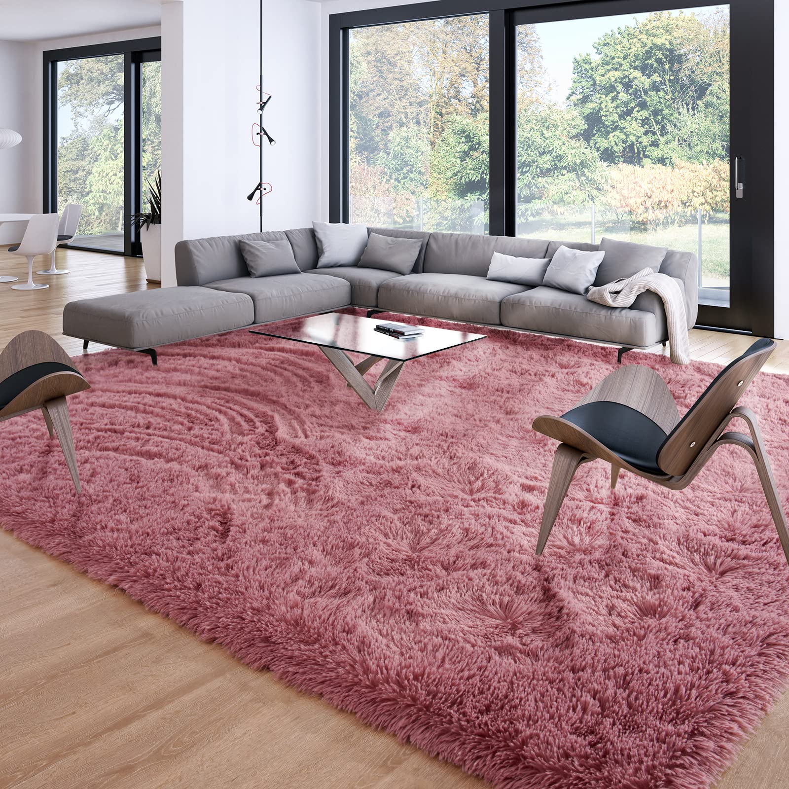 Merelax Soft Modern Indoor Shaggy Area Rug for Bedroom Livingroom Dorm Kids Room Home Decorative, Non-Slip Plush Fluffy Furry Fur Rugs Comfy Nursery Accent Floor Carpet 2x3 Feet, Black