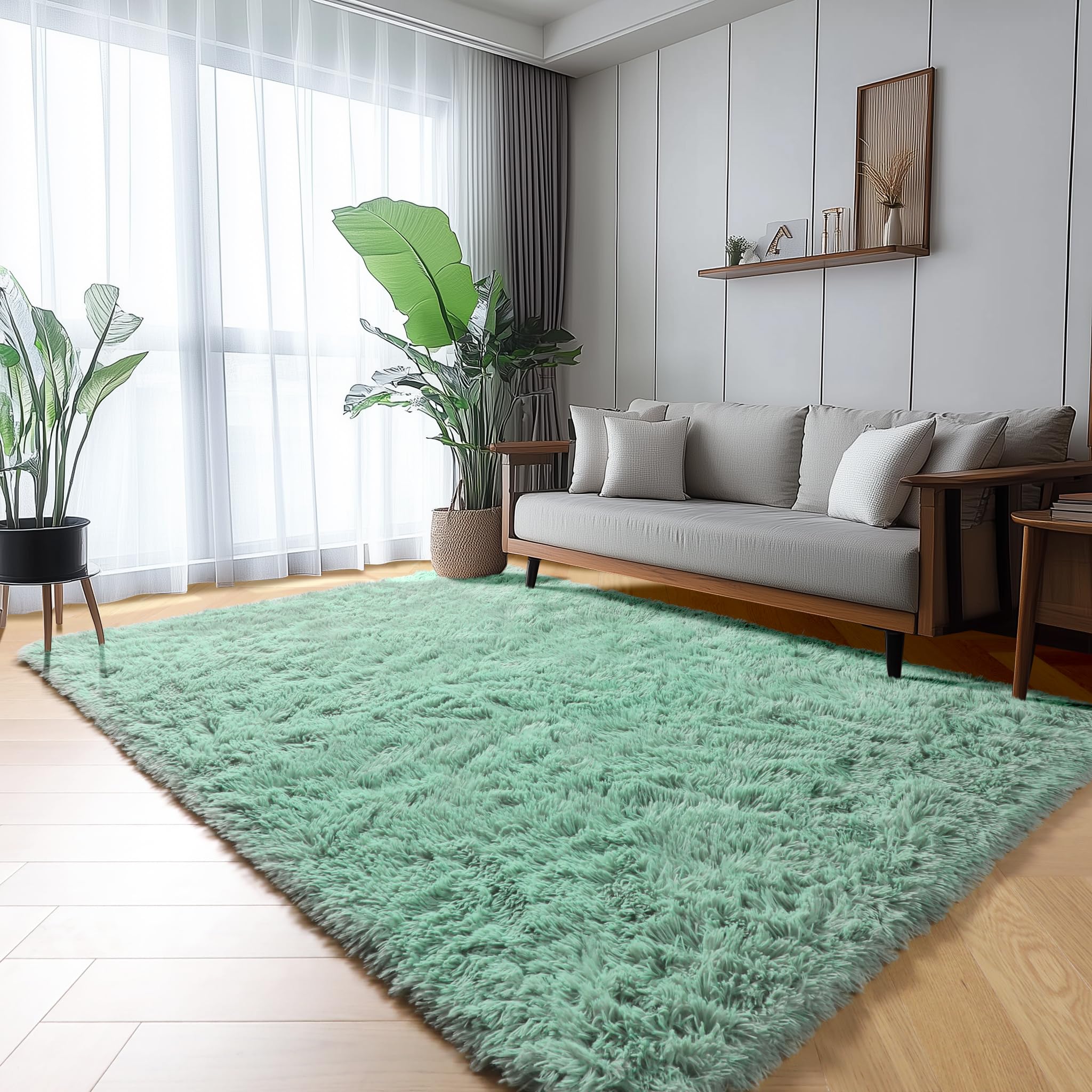 ONASAR Tie-Dyed Dark Grey Round Area Rugs 5ft, Ultra Soft Bedroom Circle Rug for Kids Girls Teen Room, Fluffy Plush Shaggy Carpet Floor Mats for Baby Nursery Living Room Playroom Home Decor