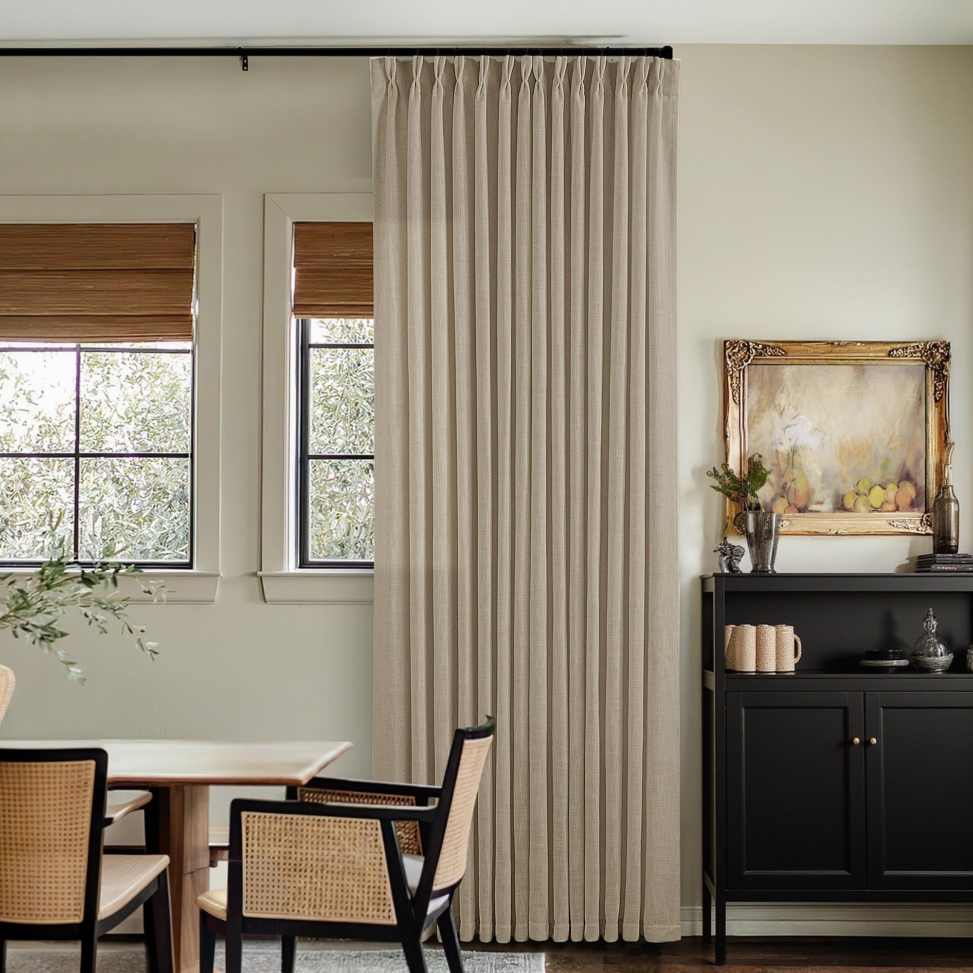 Dutch Cocoa Pinch Pleated Linen Curtains 84 Inches Long 60 Inch Width Linen Blend Light Filtering Window Curtains 84 Inch for Living Room Bedroom Patio Pinch Pleat Drapes Hooks Rings 1 Panel 60Wx84L