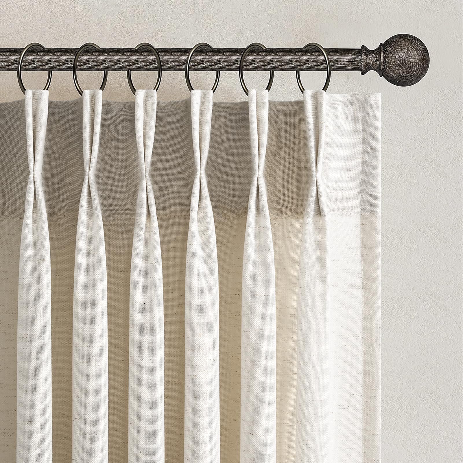 Topfinel 102 Inch Curtains 1 Panels Set,One Packs Pinch Pleat Back Tab Linen Window Semi Sheer Privacy Thick Decorative Curtain Drapes for Living Room Bedroom,60x102 in Long,Oatmeal