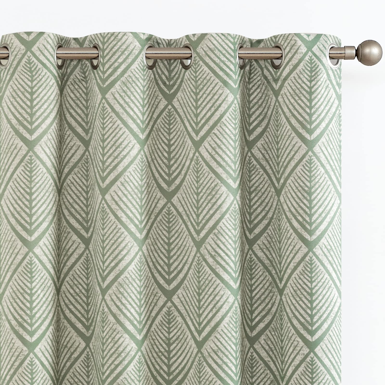 jinchan Vintage Curtains 84 Inch Long Cream Scroll Floral Dusty Blue Curtians for Living Room Bedroom Room Darkenign Drapes Thermal Insulated Classic Traditional Privacy Grommet Top 2 Panels