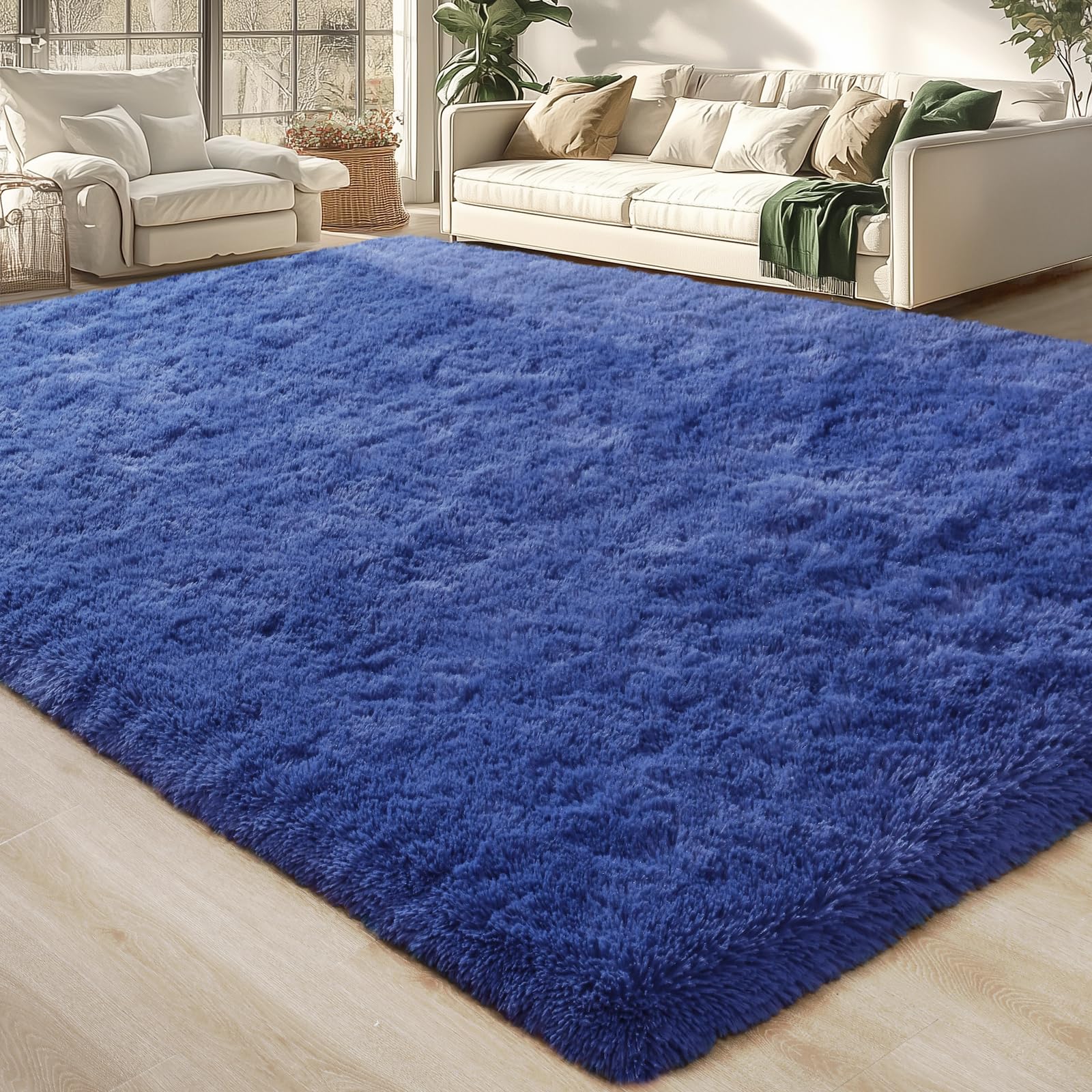 Merelax Soft Modern Indoor Shaggy Area Rug for Bedroom Livingroom Dorm Kids Room Home Decorative, Non-Slip Plush Fluffy Furry Fur Rugs Comfy Nursery Accent Floor Carpet 2x3 Feet, Black
