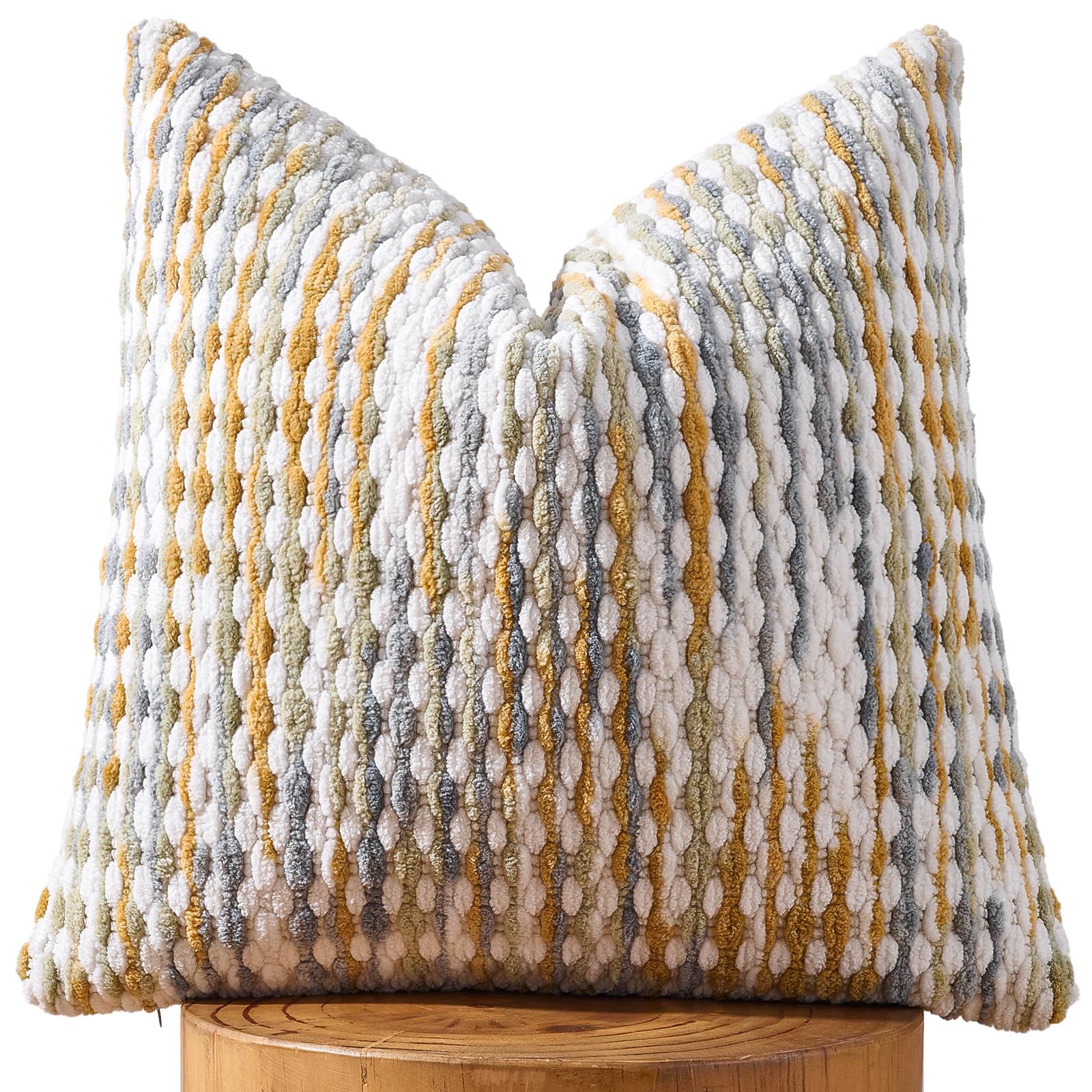20×20 Inch Brown Boho Chenille Pillow Covers, Set of 2 Tufted Pillowcases for Home Decor