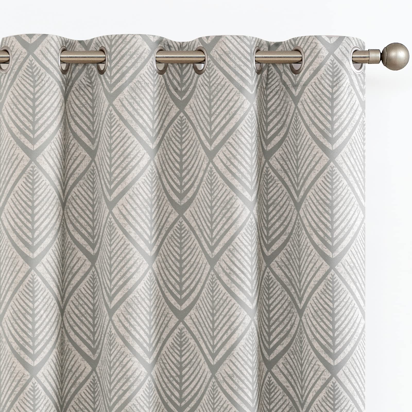 jinchan Vintage Curtains 84 Inch Long Cream Scroll Floral Dusty Blue Curtians for Living Room Bedroom Room Darkenign Drapes Thermal Insulated Classic Traditional Privacy Grommet Top 2 Panels